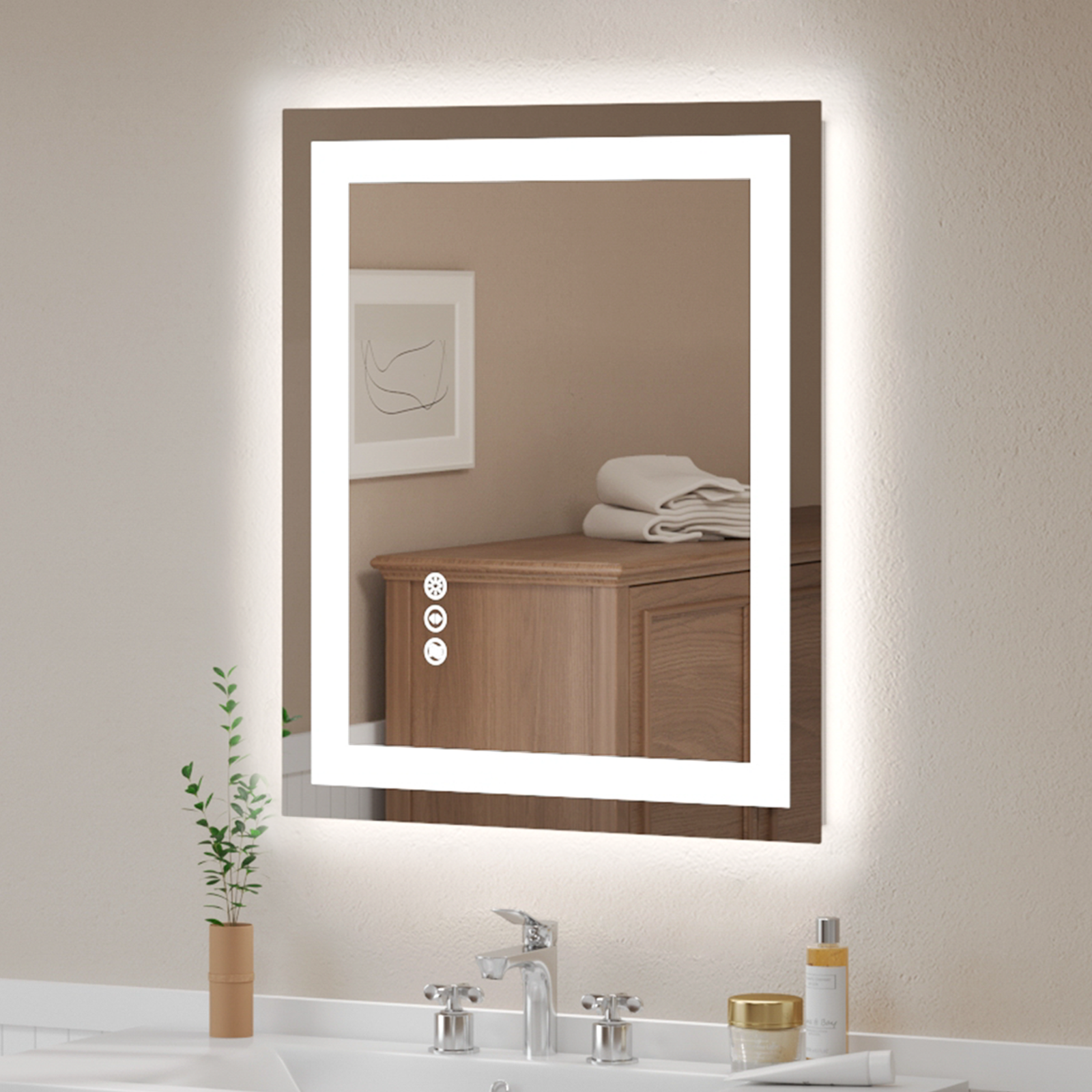 USHOWER Klara Series – 24'' x 36'' Rectangular LED Bathroom Mirror