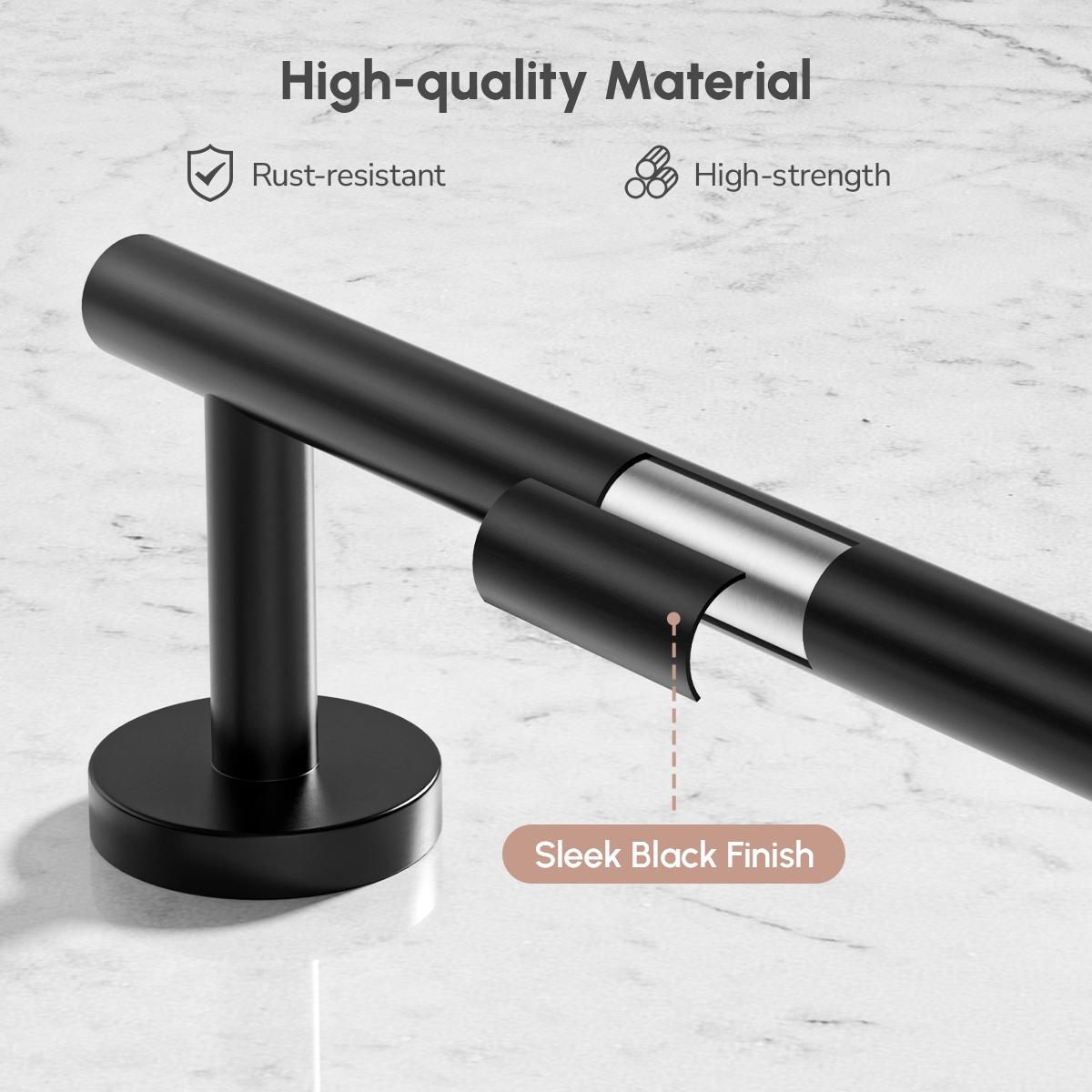 Rust-Resistant USHOWER Matuko 4-Piece Bathroom Hardware Set with Durable Matte Black Finish and Premium Construction