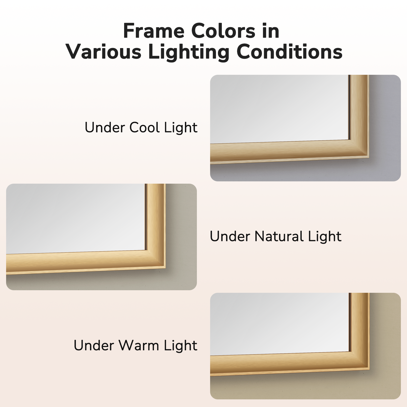 USHOWER Curva Mirror, Rectangular Gold Metal Framed Mirror, 22'' x 30''