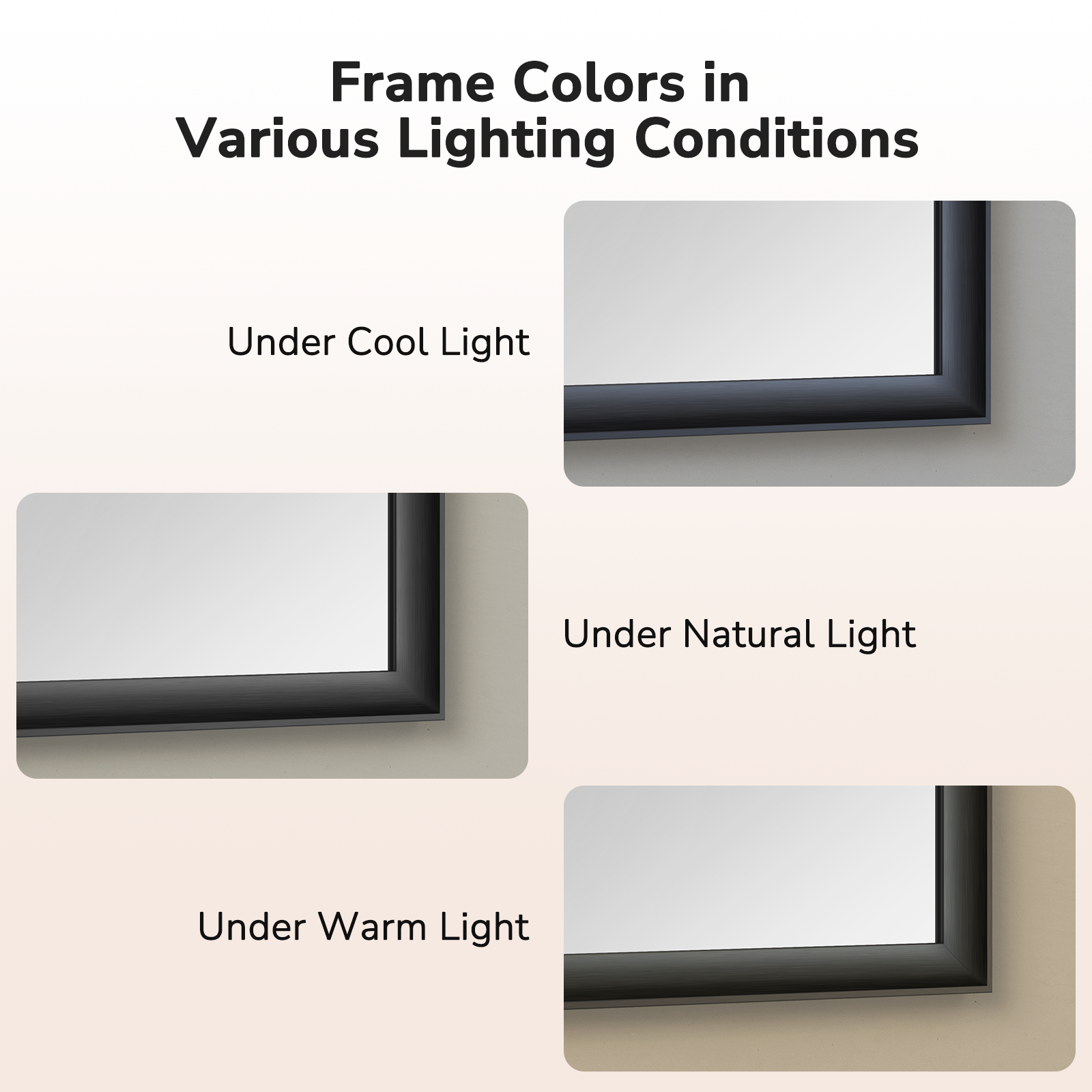 USHOWER Curva Mirror, Rectangular Black Metal Framed Mirror, 22'' x 30''