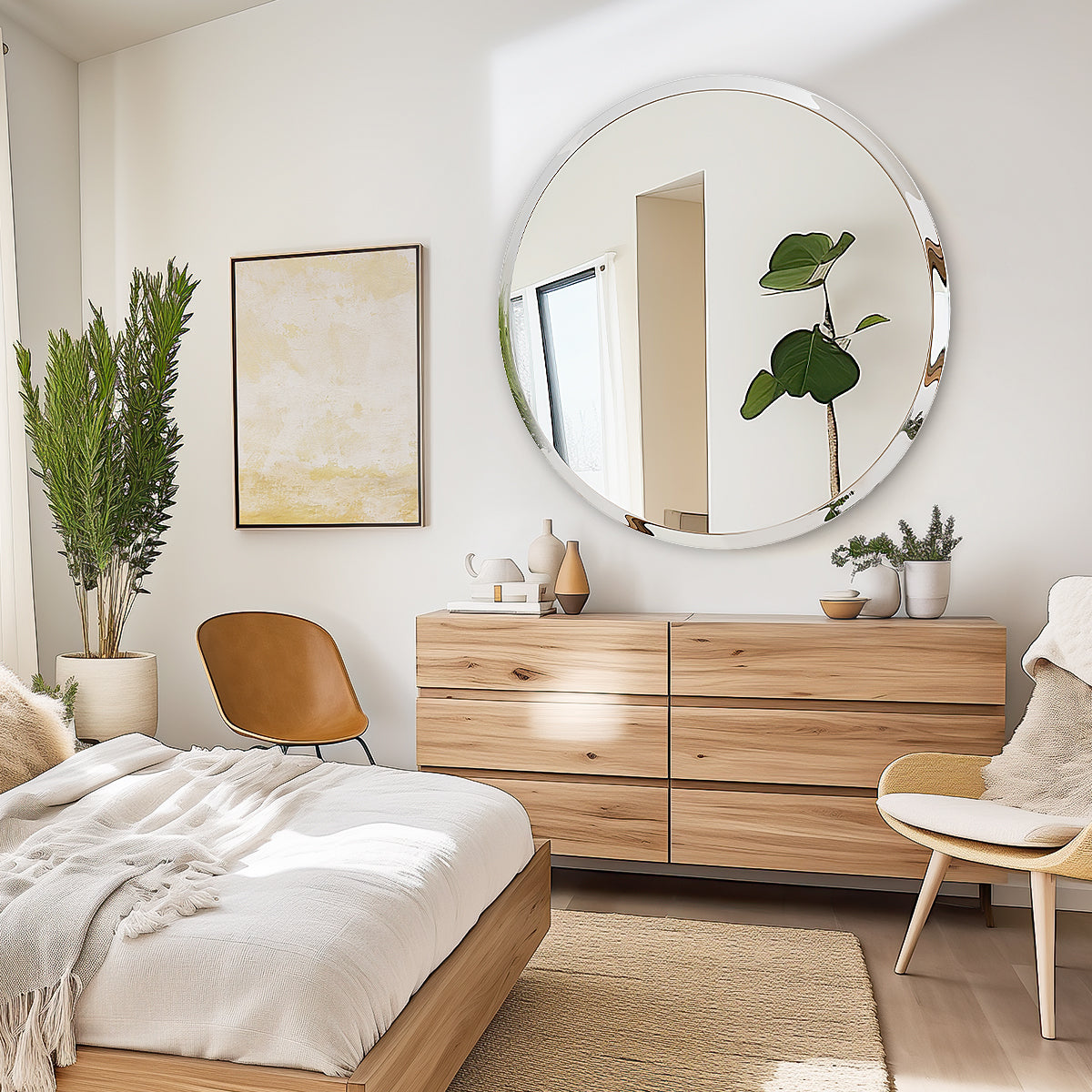 USHOWER Kadra Series – 36'' Frameless Round Bathroom Mirror