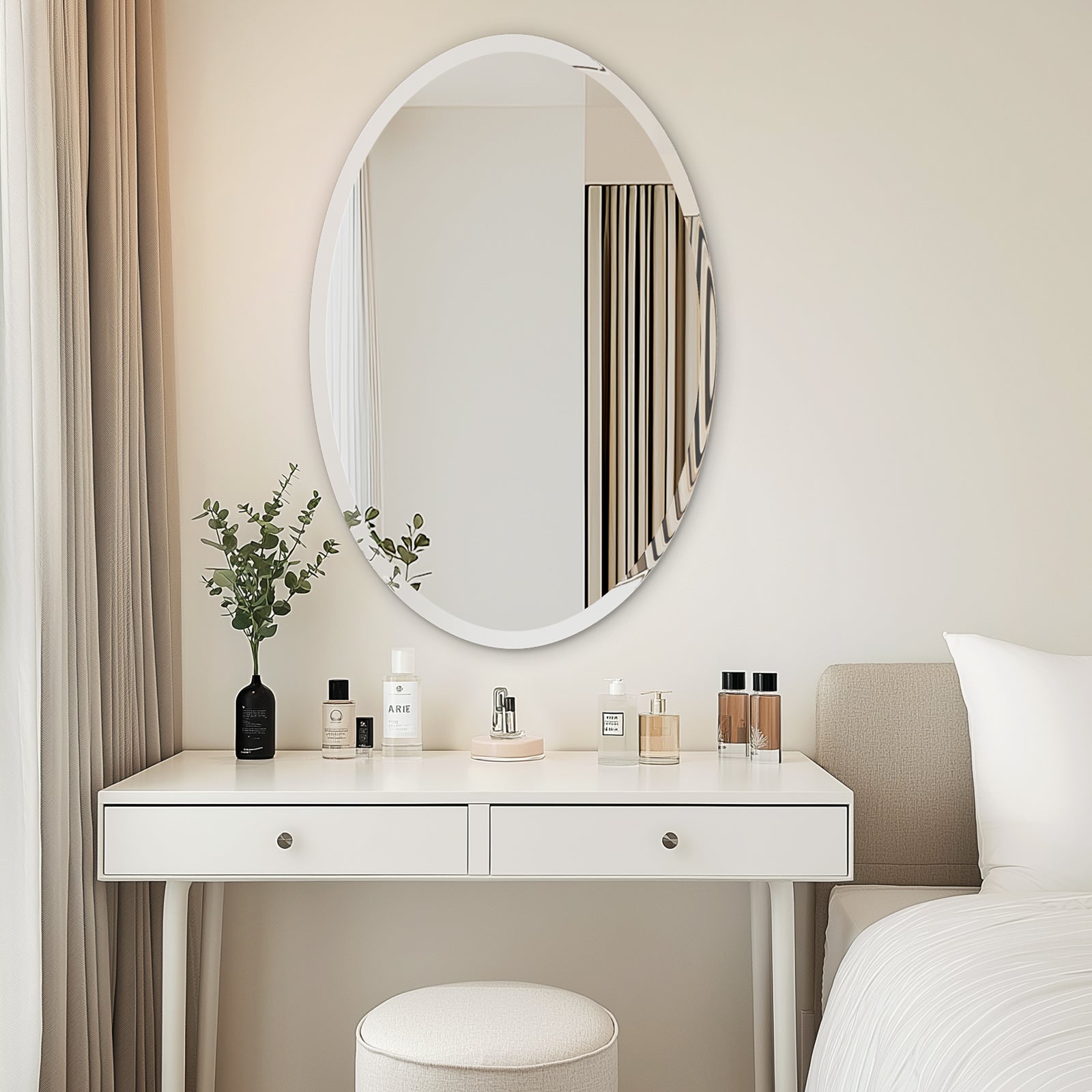 USHOWER Kadra Series – 24'' x 36'' Frameless Oval Bathroom Mirror