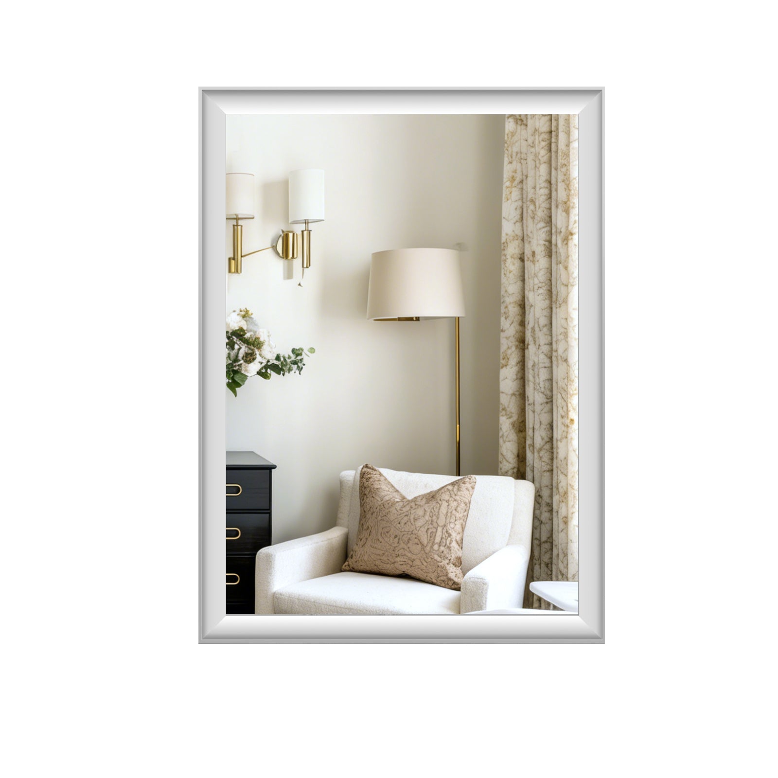 USHOWER Curva Mirror, Rectangular White Metal Framed Mirror, 22'' x 30''