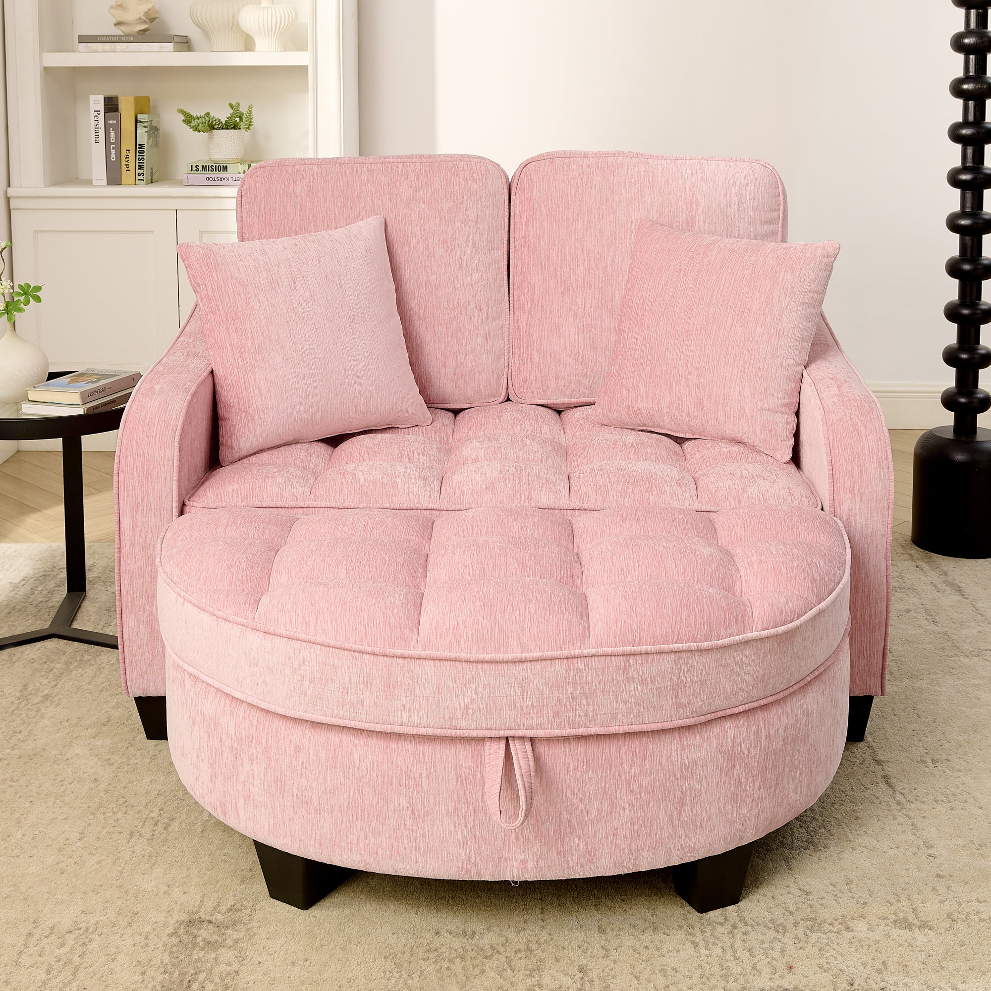 Two-seater sofa, double sofa chaise longue pink