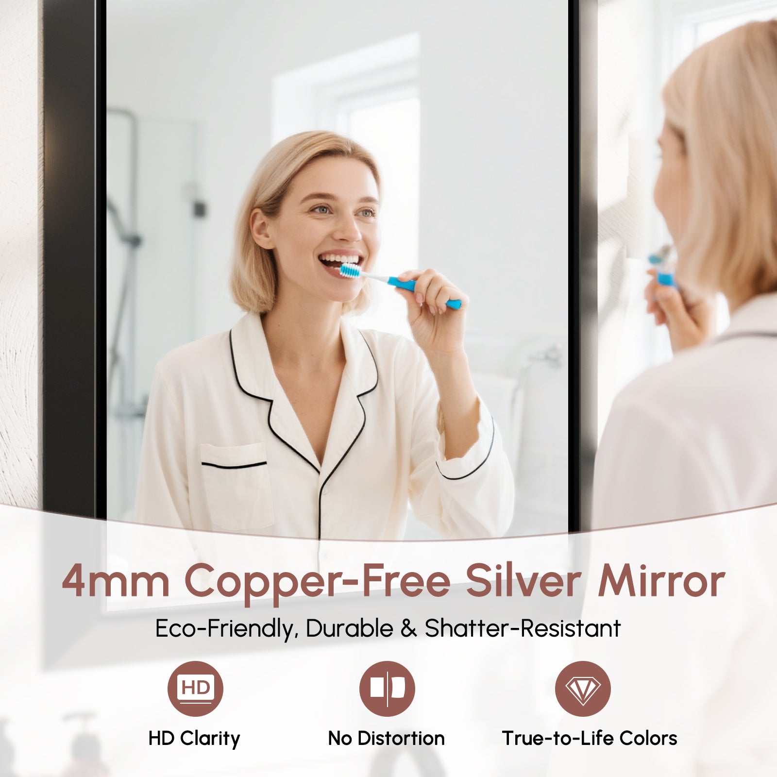 USHOWER Canvas Series Black Beveled Bathroom Mirror 30''x40''