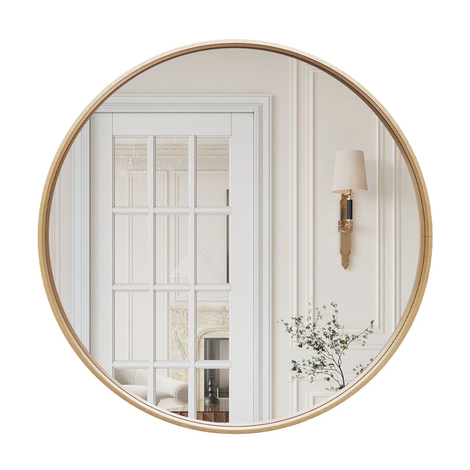 USHOWER Orar Gold Round Bathroom Mirror, 36''