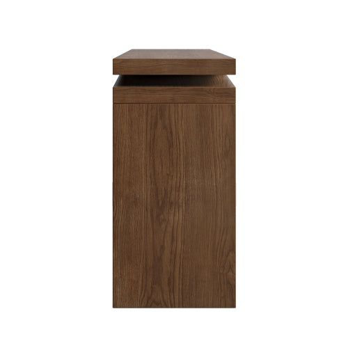 65-Inch Rustic Solid Wood Veneer Console Table, Farmhouse Sofa Table for Entryway, Living Room, Hallway & Behind Couch, Antique Rustic Brown