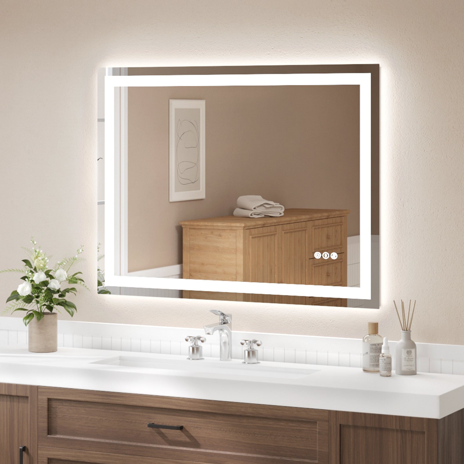 USHOWER Klara Series – 48'' x 36'' Rectangular LED Bathroom Mirror
