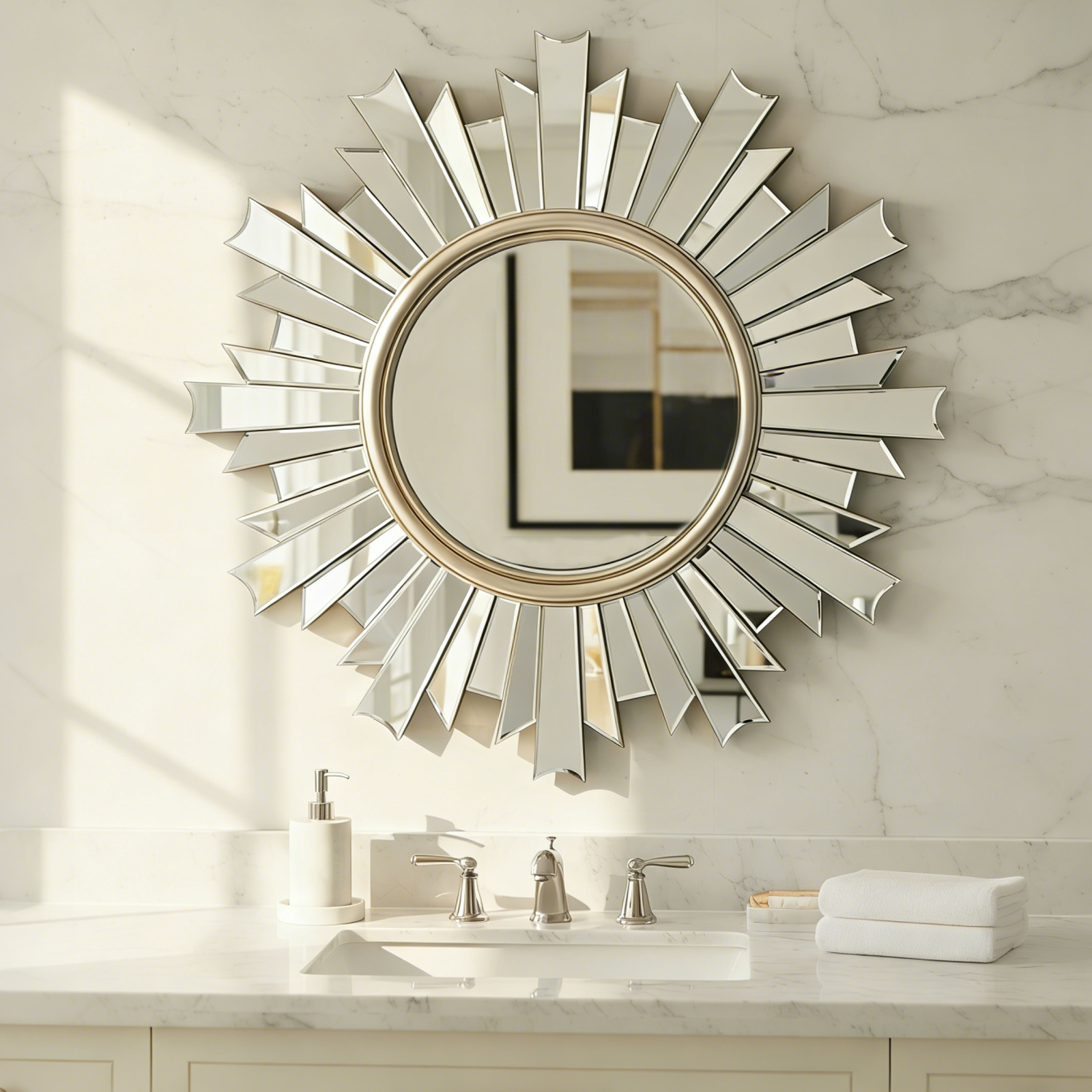 HenGis Sunburst-Shaped Decorative Mirror, 24.8'' Diameter