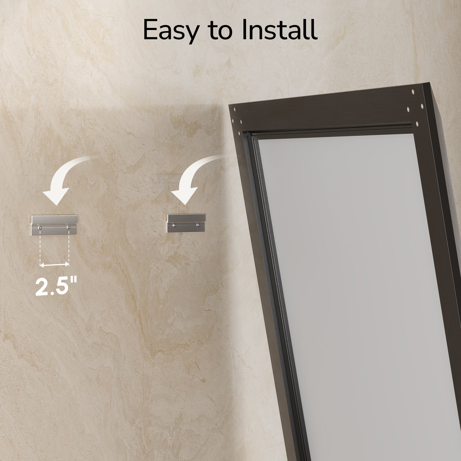 USHOWER Canvas Series Black Beveled Bathroom Mirror 24''x32''