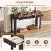TREXM Rustic Console Table with 3 Concealed Drawers, Farmhouse Entryway Sofa Table with Curved Corners & Thick Legs for Living Room & Hallway,Espresso