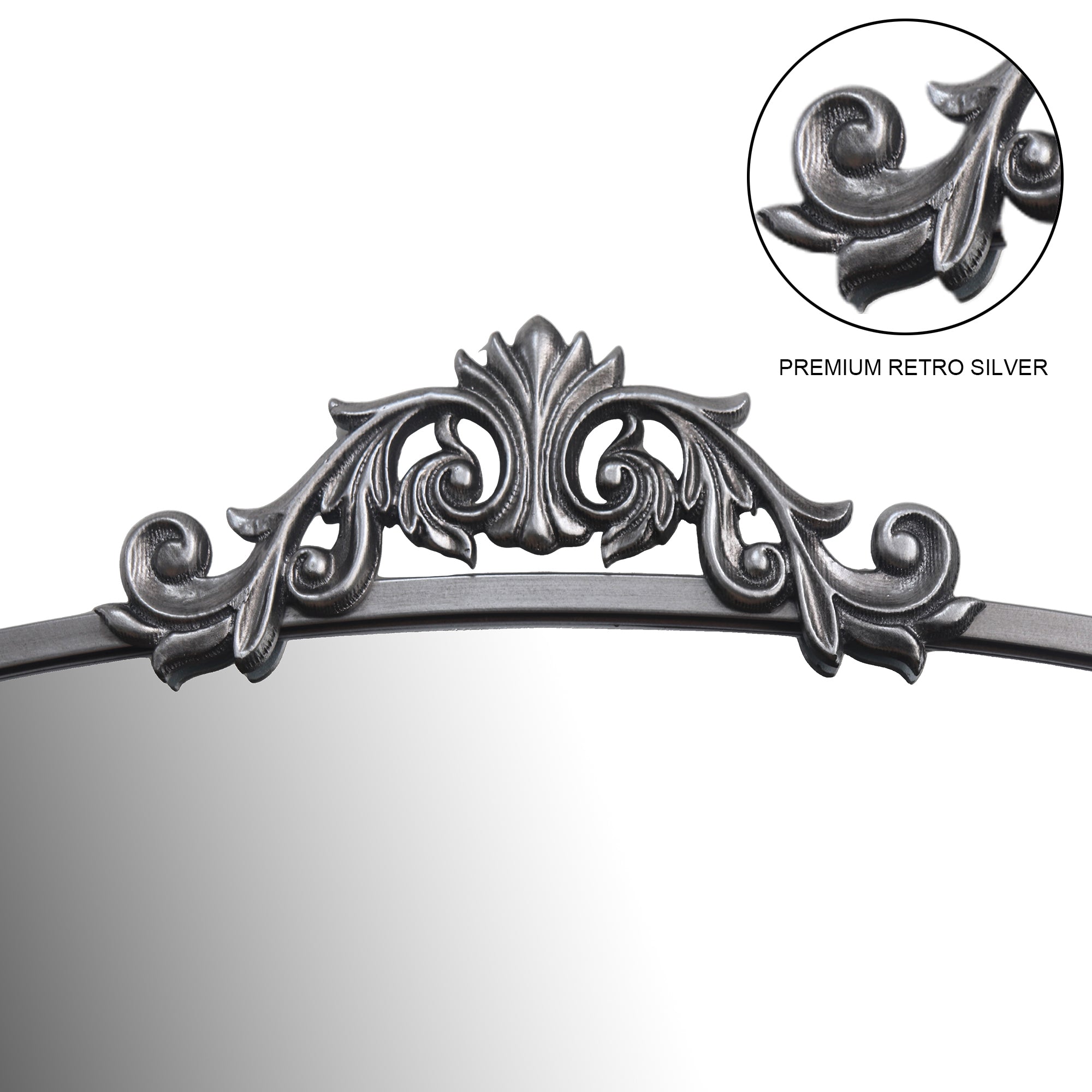 Full Length Mirror 36'' x 66'' Vintage Ornate Arched Floor Mirror, Antique Silver Metal Framed Mirror Dressing Mirror Oversized Wall Mirror, for Entryway, Living Room, Bedroom, Clothing Shop