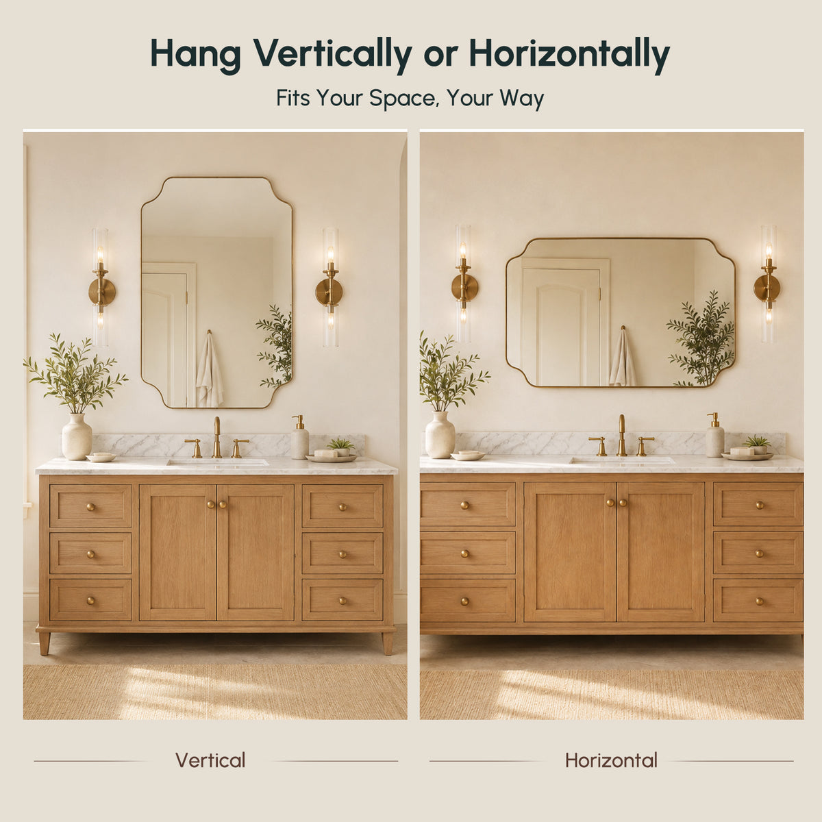 Stainless Steel Frame Gold Scalloped Bathroom Mirror – 24" x 32"