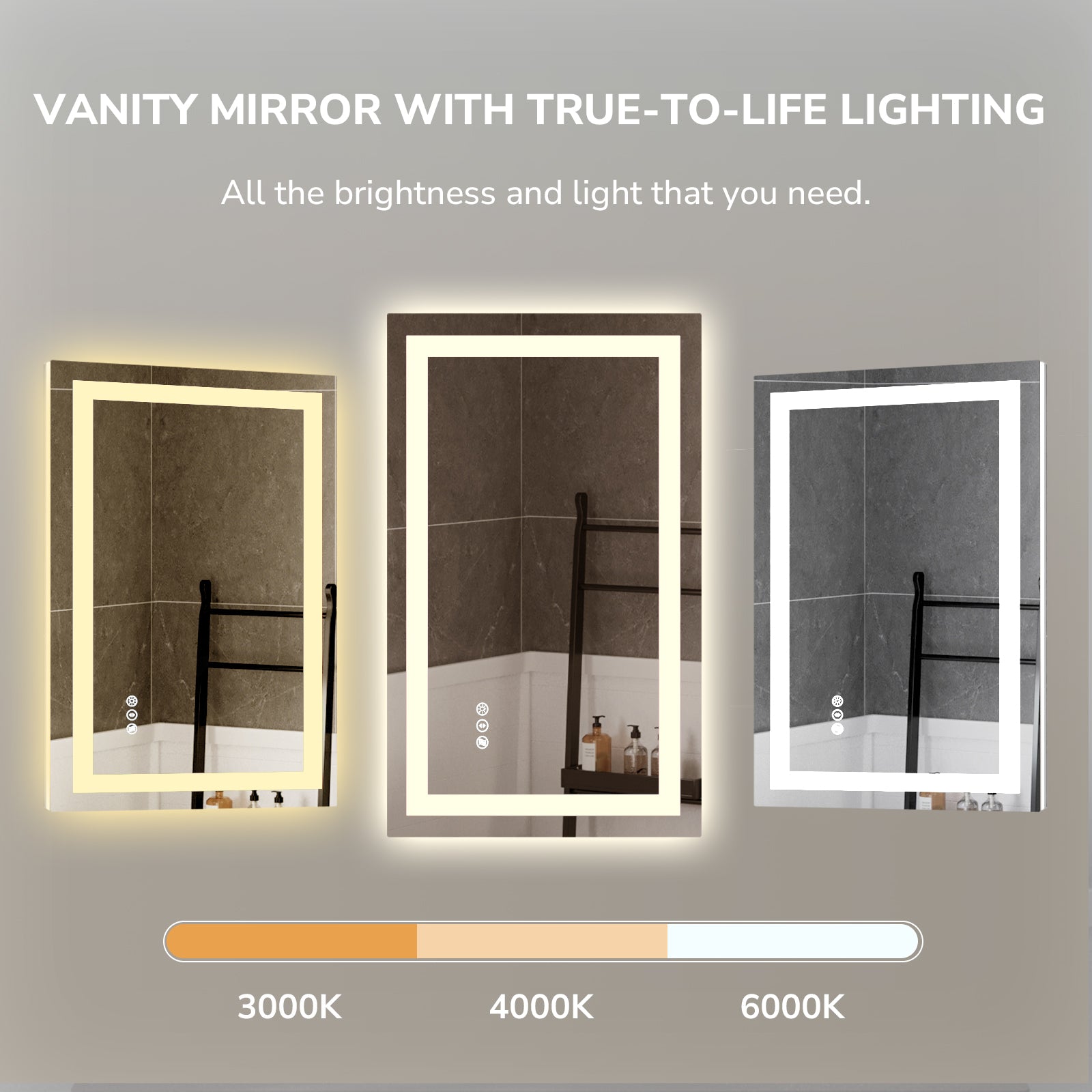USHOWER Klara Series – 48'' x 36'' Rectangular LED Bathroom Mirror