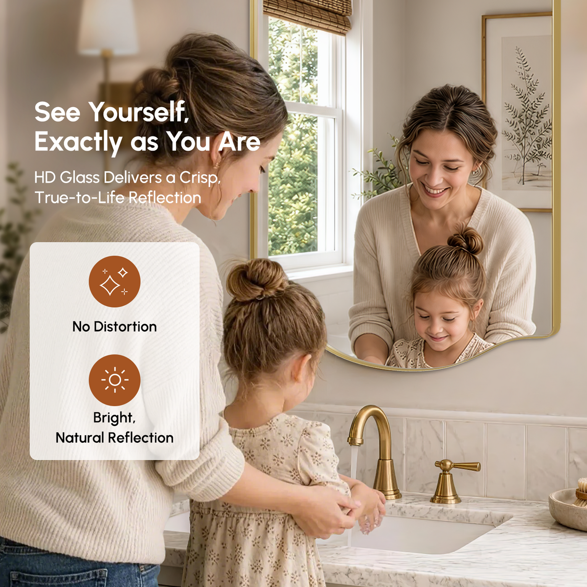 Stainless Steel Frame Gold Double Arch Bathroom Mirror – 24" x 32"