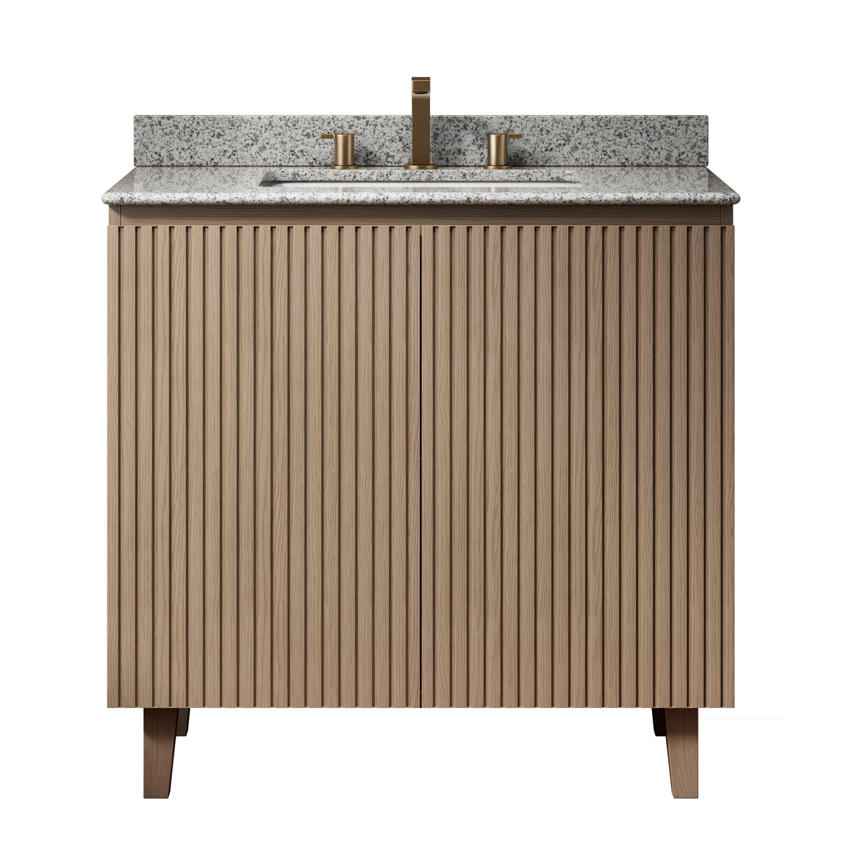 DOIN 36" Freestanding Bathroom Vanity with Natural Granite Countertop and Ceramic Basin, Heidelberg Woodgrain Cabinet, 8" Widespread 3-Hole Faucet Configuration, Disassembled