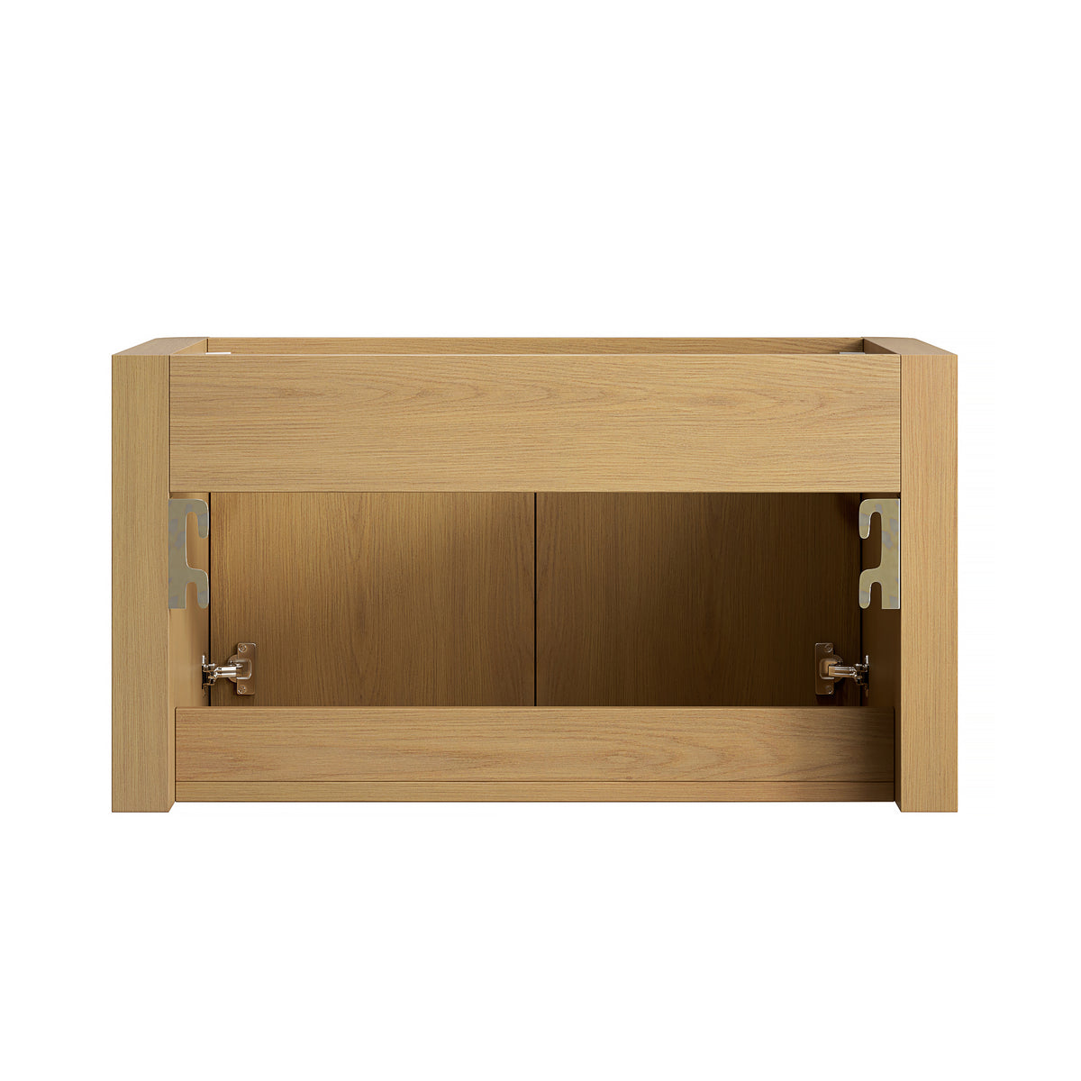 LORAN 30" Wall-Mounted Bathroom Vanity with White Solid Surface Integrated Basin, Floating Storage Cabinet, Corolla Oak Woodgrain, 8" Widespread 3-Hole Faucet Configuration, Disassembled