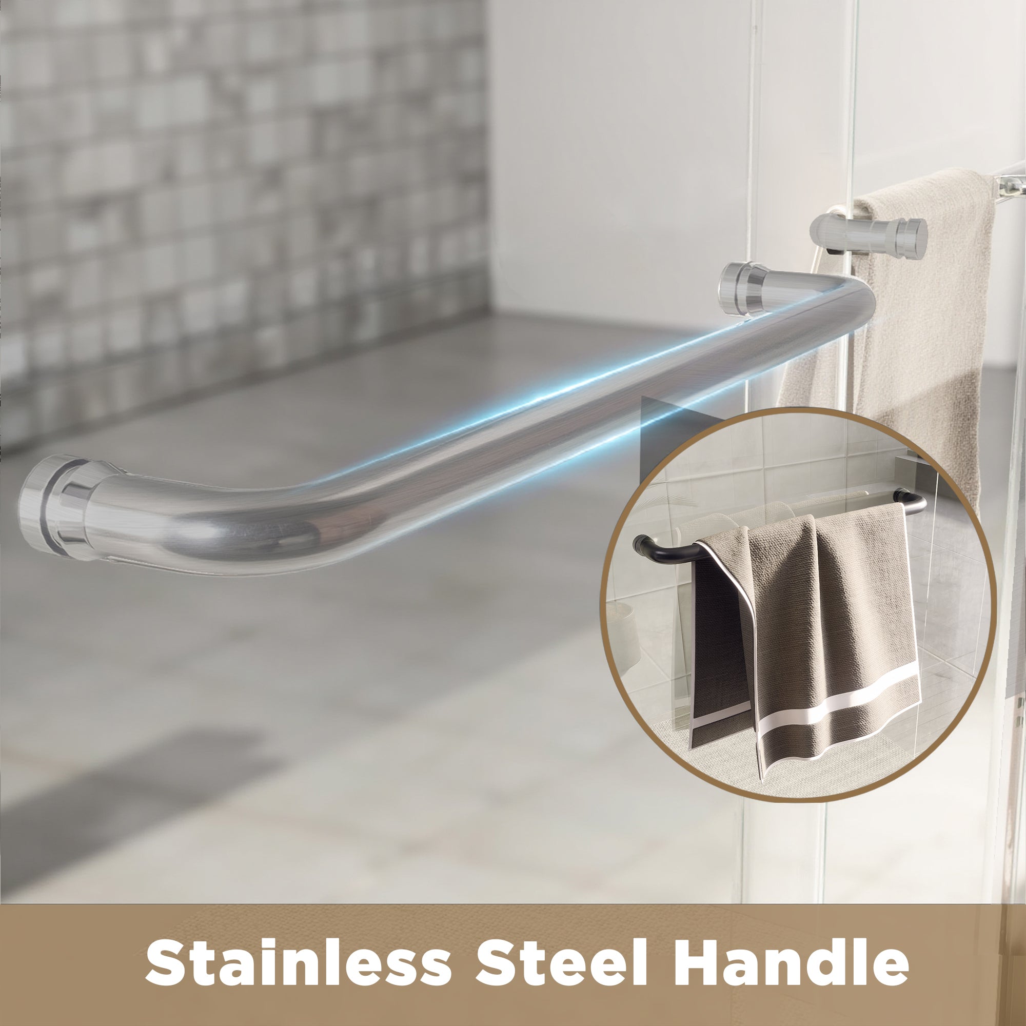 50-54" x 72" Double Sliding Shower Door with 6mm Tempered Glass, Safety Film, Aluminum Frame & Brushed Nickel Stainless Steel Handle