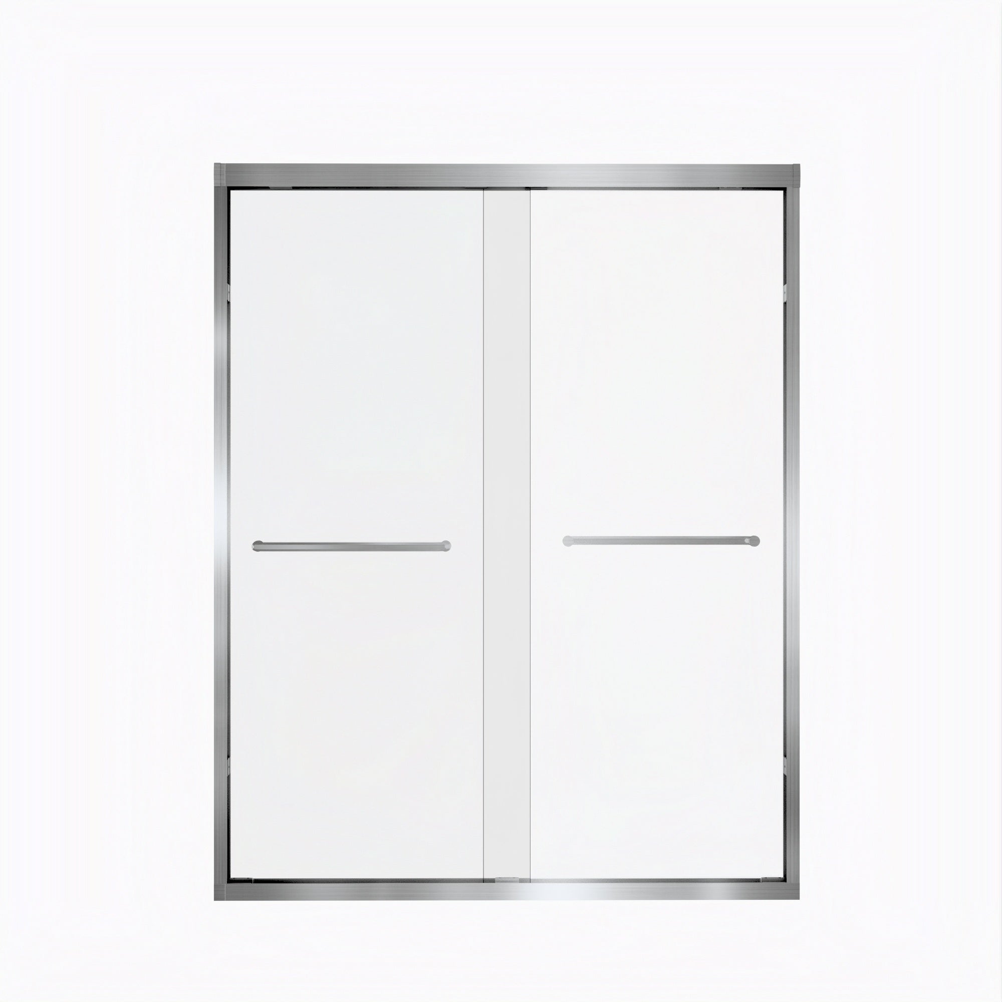 44-48" x 72" Double Sliding Shower Door with 6mm Tempered Glass, Safety Film, Aluminum Frame and Brushed Nickel Stainless Steel Handle