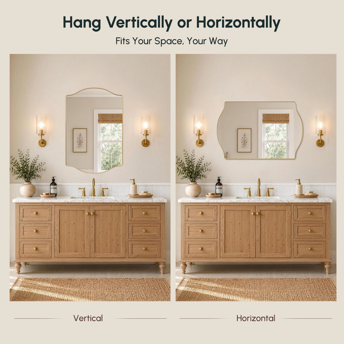 Stainless Steel Frame Gold Double Arch Bathroom Mirror – 22" x 30"