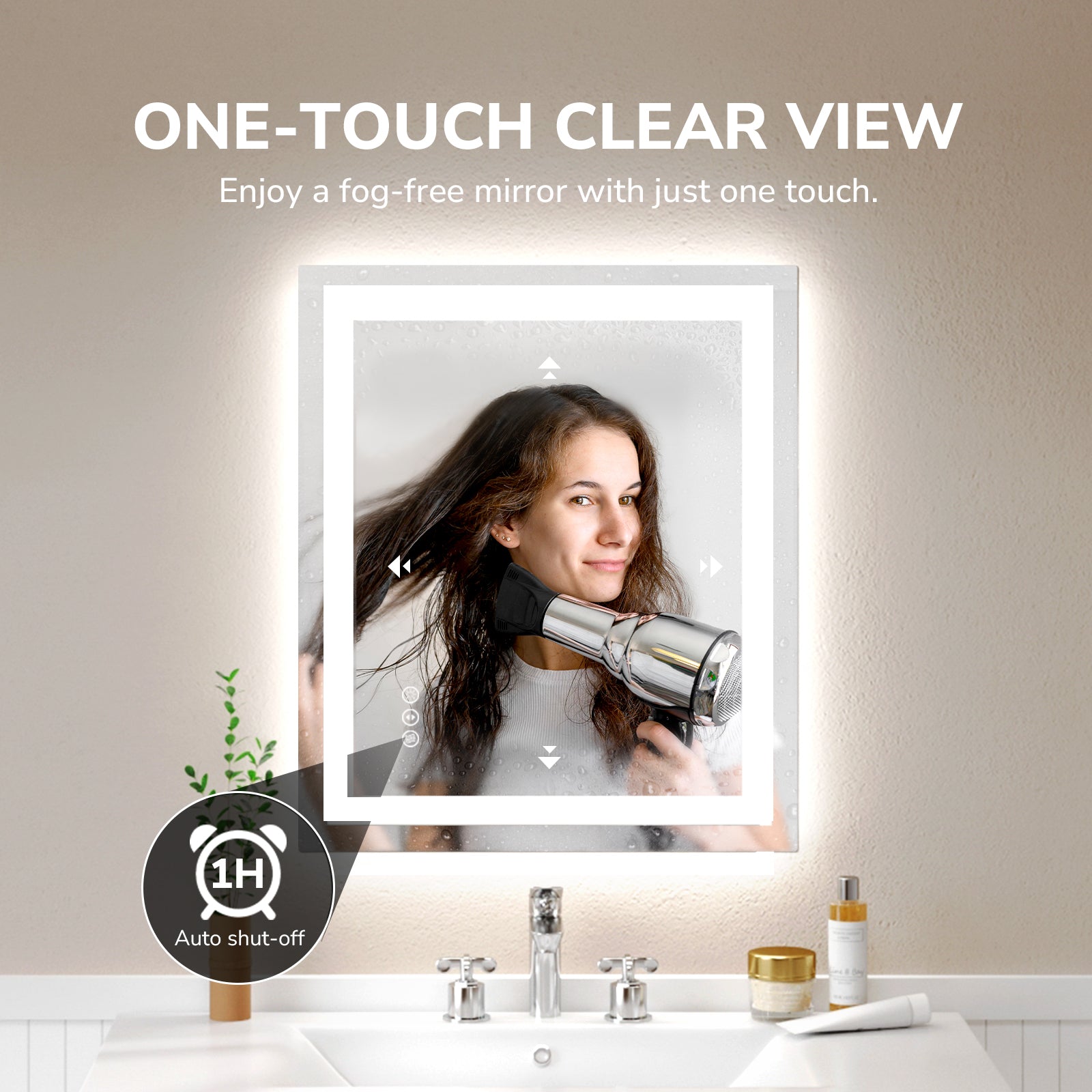 USHOWER Klara Series – 24'' x 36'' Rectangular LED Bathroom Mirror