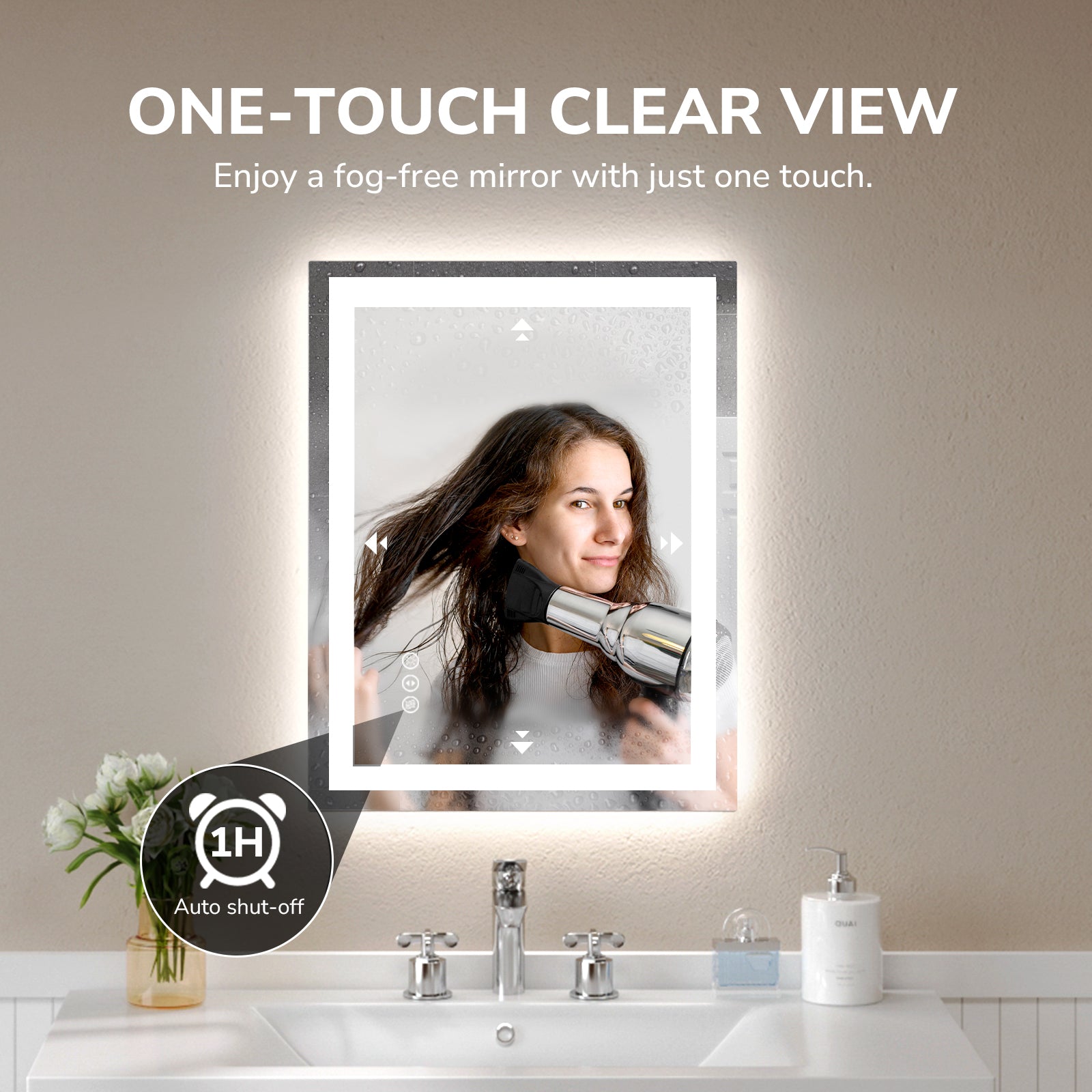 USHOWER Klara Series – 20'' x 28'' Rectangular LED Bathroom Mirror