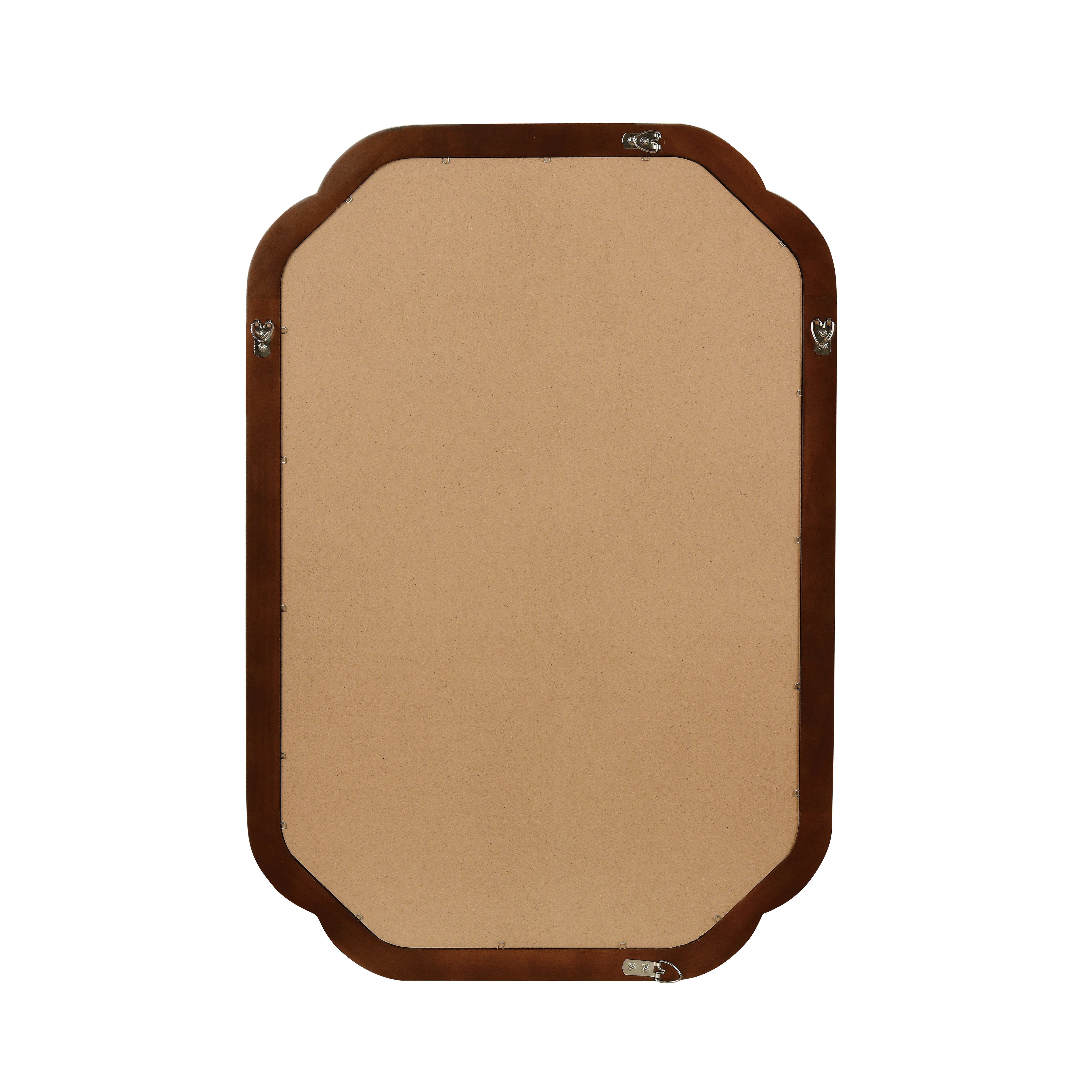 Black Walnut 20" x 30" Solid Wood Frame Rounded Corner Wall Mirror, Elegant Decorative Wall Mirror for Bedroom