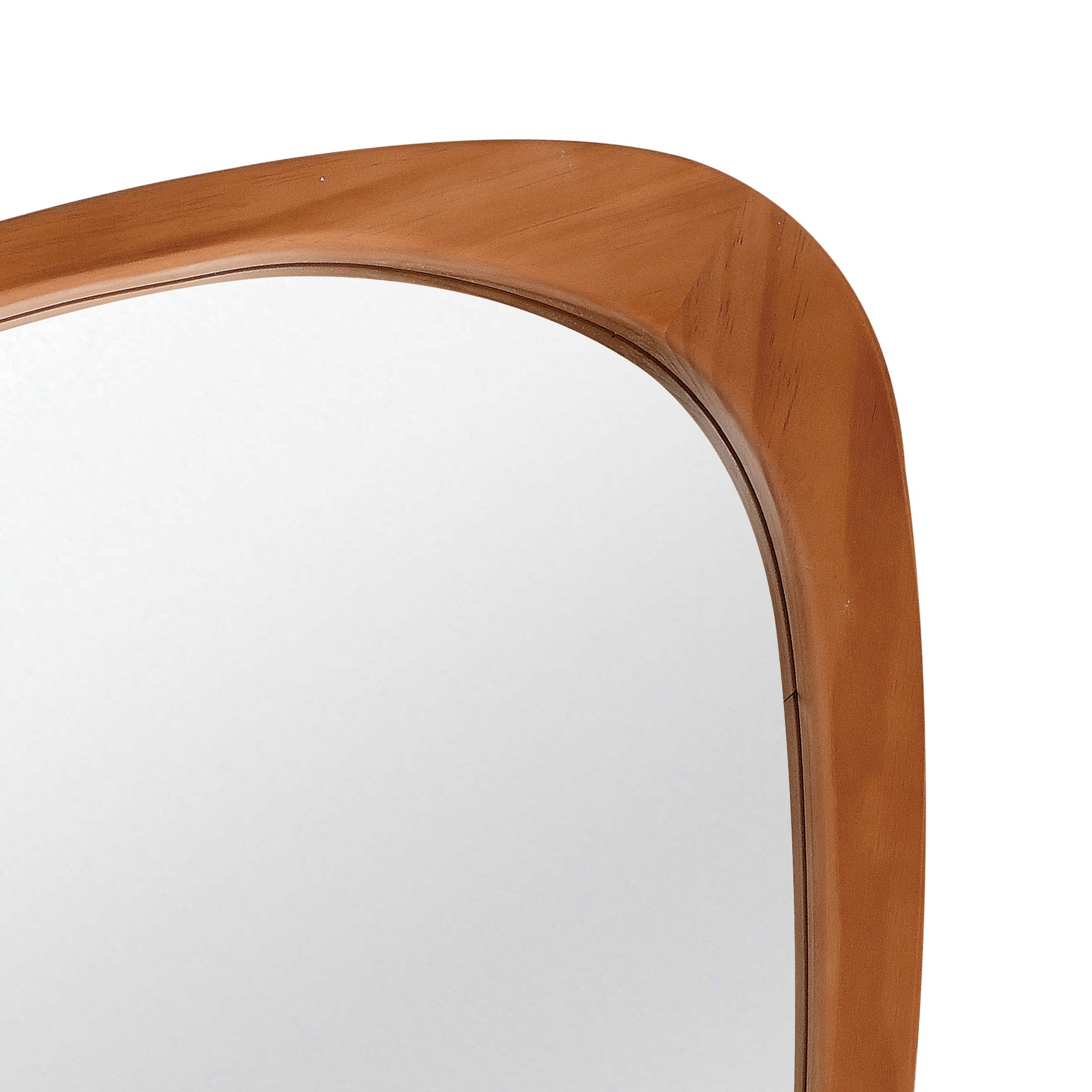 24" x 36" Yellowish-Brown Irregular Wood Frame Mirror|Solid Wood Frame Decorative Bathroom Vanity Mirror for Bedroom, Living Room & Entryway