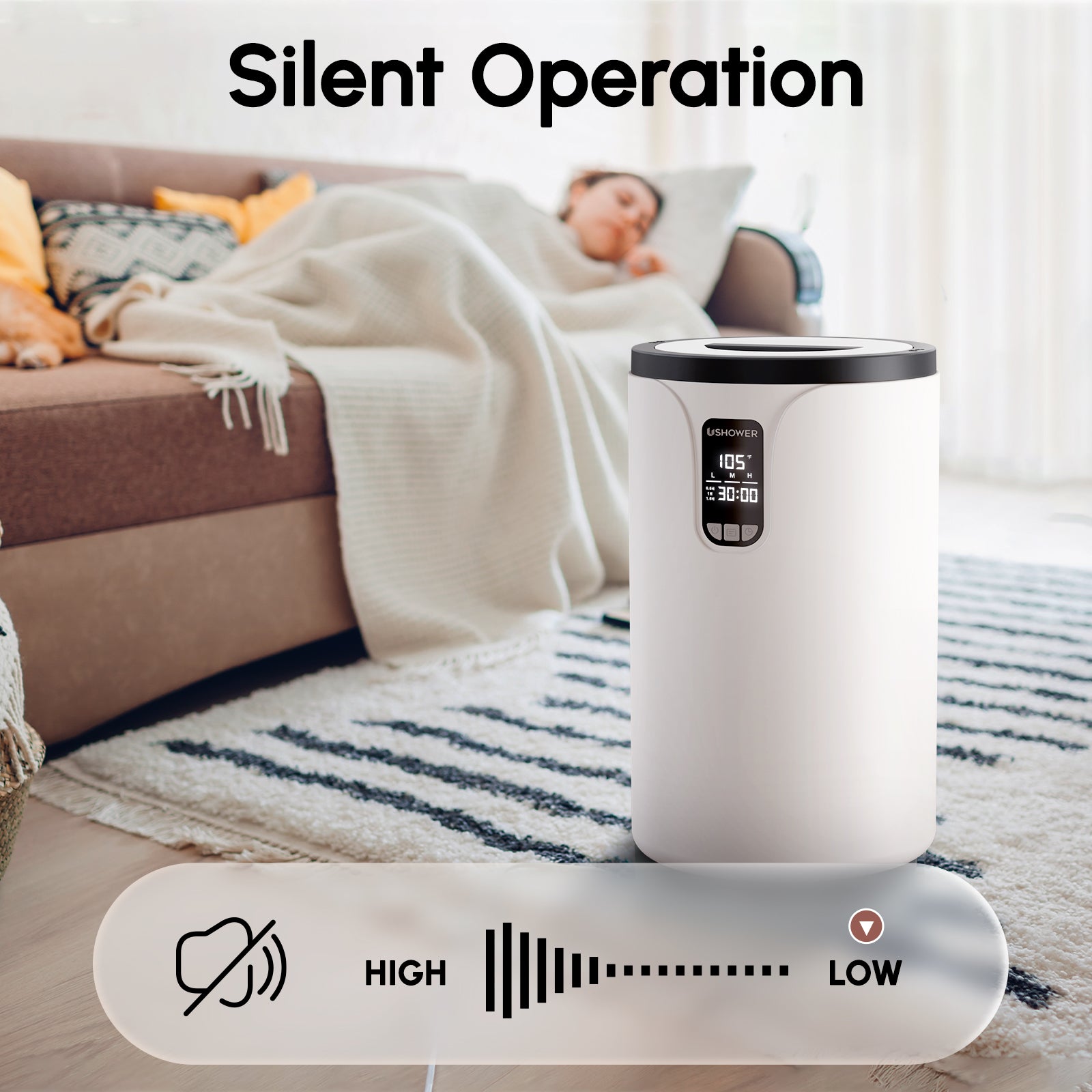Silent operation towel heater with low noise design for relaxing home use