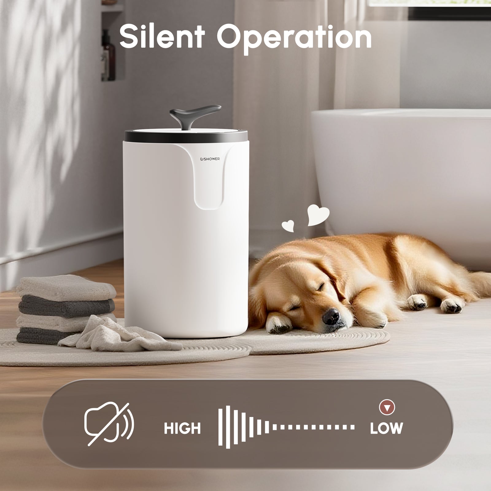 Silent operation towel heater with low noise design for relaxing home use