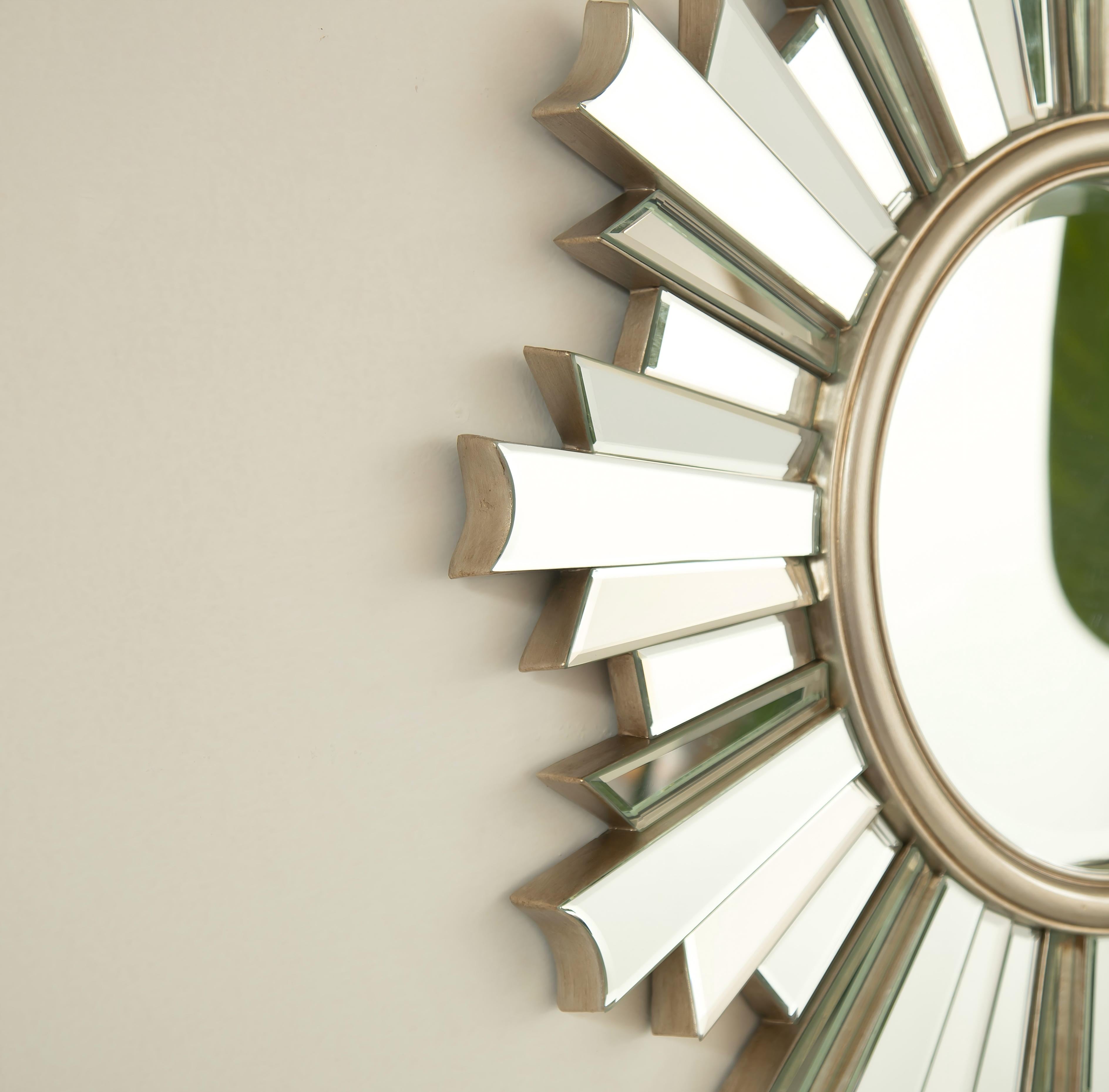 HenGis Sunburst-Shaped Decorative Mirror, 24.8'' Diameter