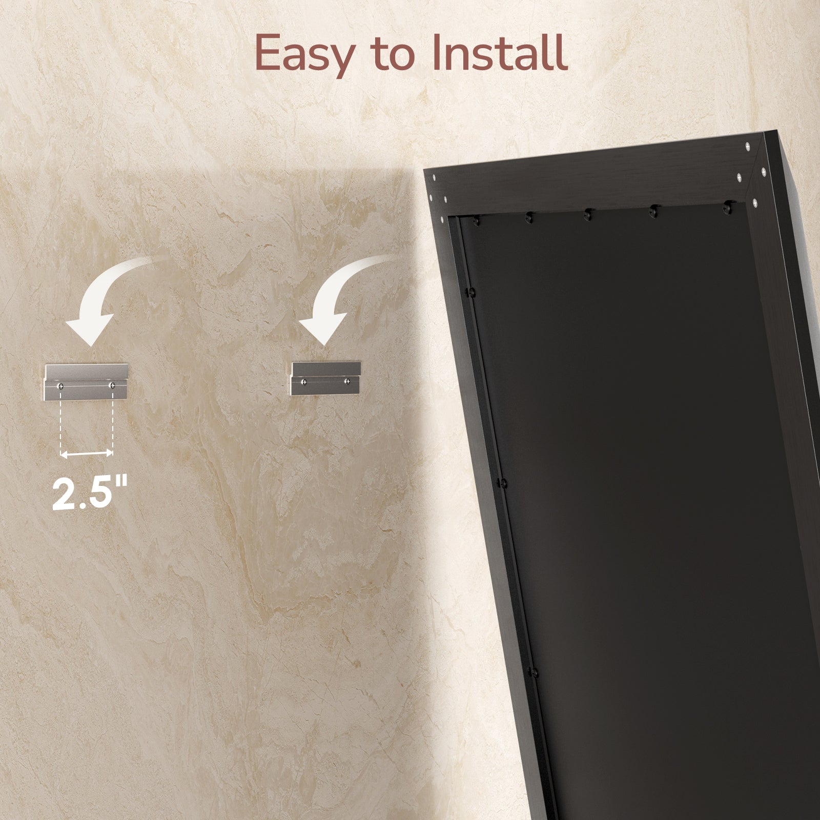 USHOWER Canvas Series Black Beveled Bathroom Mirror 30''x40''