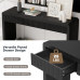 TREXM Rustic Fluted Console Table with 3 Drawers, Solid Wood Veneer Entryway Sofa Table with Natural Wood Grain, Black