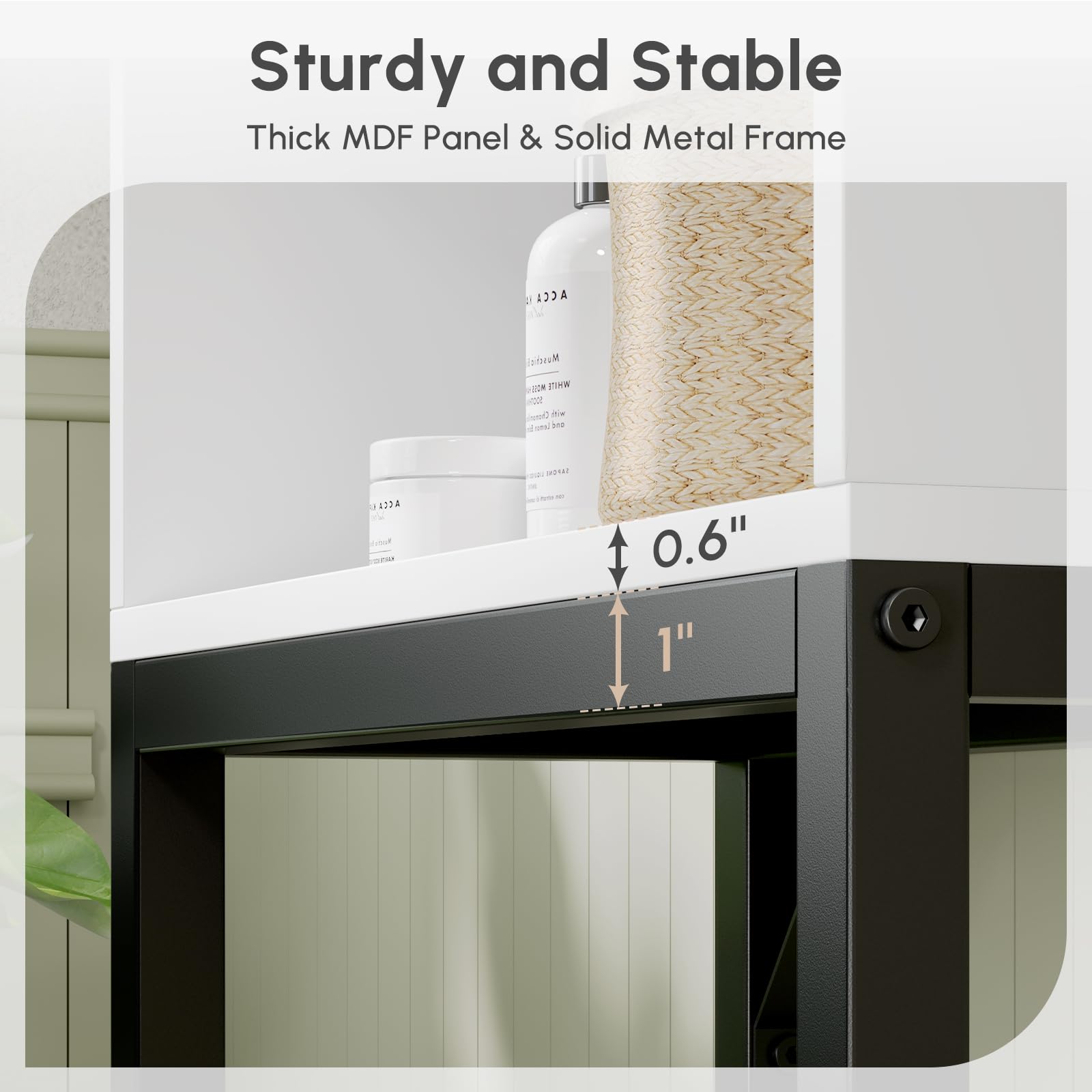 USHOWER Stokado Series – MDF and Steel Over Toilet Cabinet with Reinforced Frame and 0.6'' Thick Wood Panels
