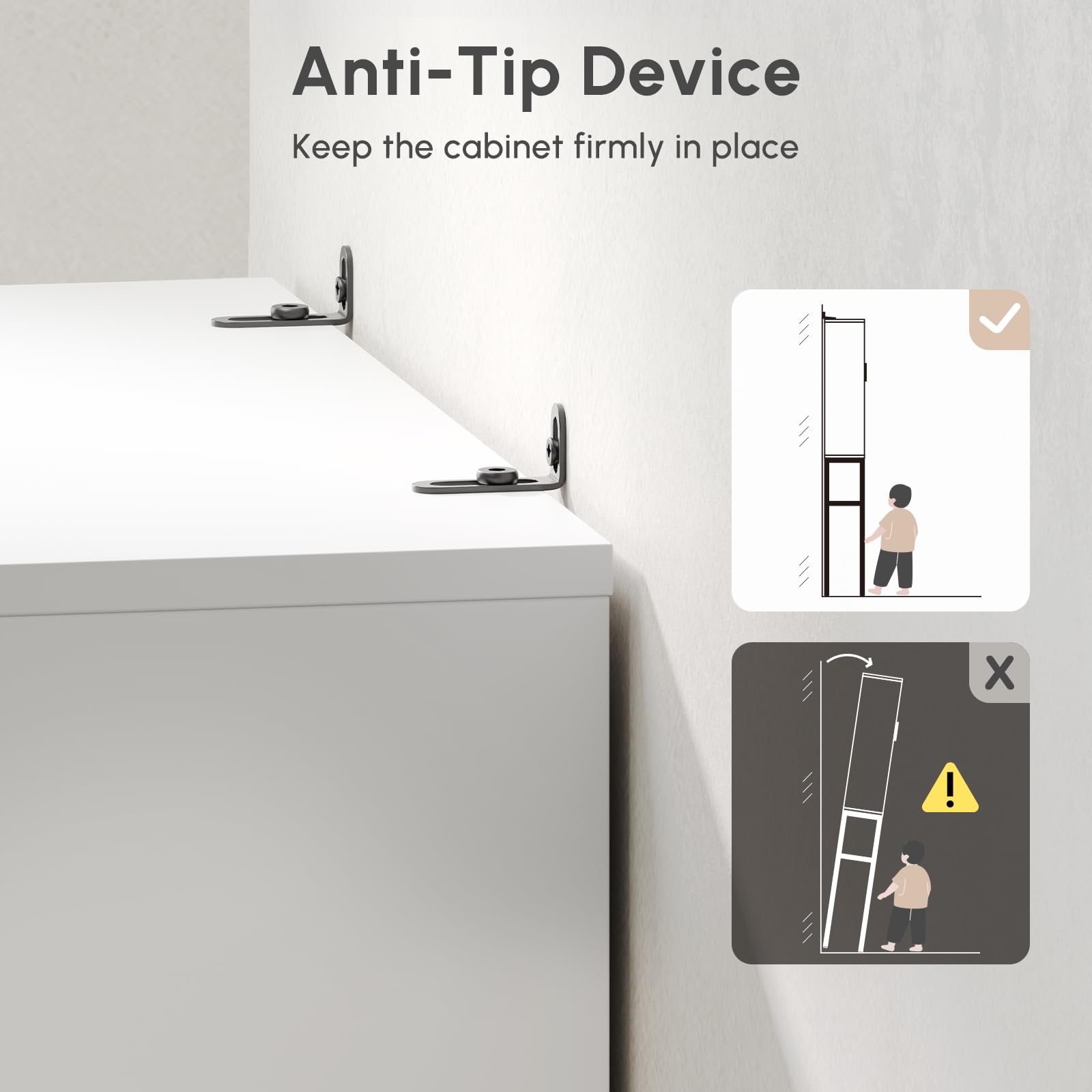 USHOWER Stokado Series – Toilet Storage Cabinet with Anti-Tip Device for Wall Anchoring and Enhanced Safety