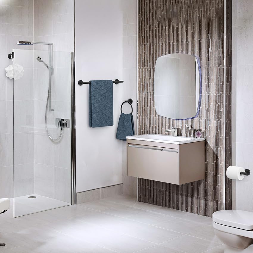 Bathroom Towel Bar Wall Mounted Above Vanity in Modern Bathroom