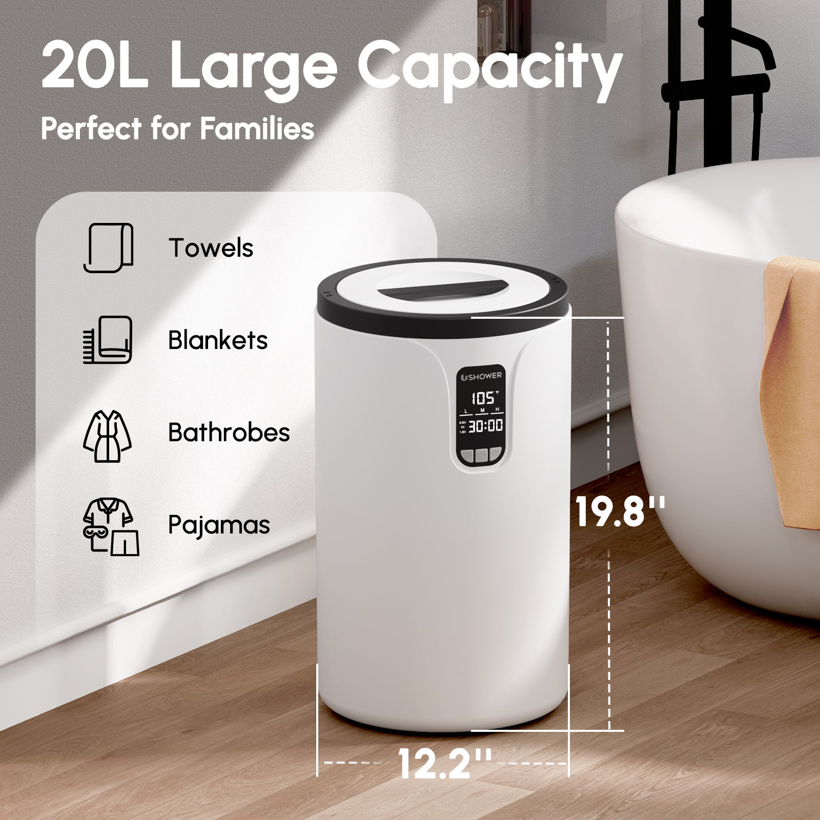 20 liter large capacity towel heater fits bath towels blankets bathrobes pajamas