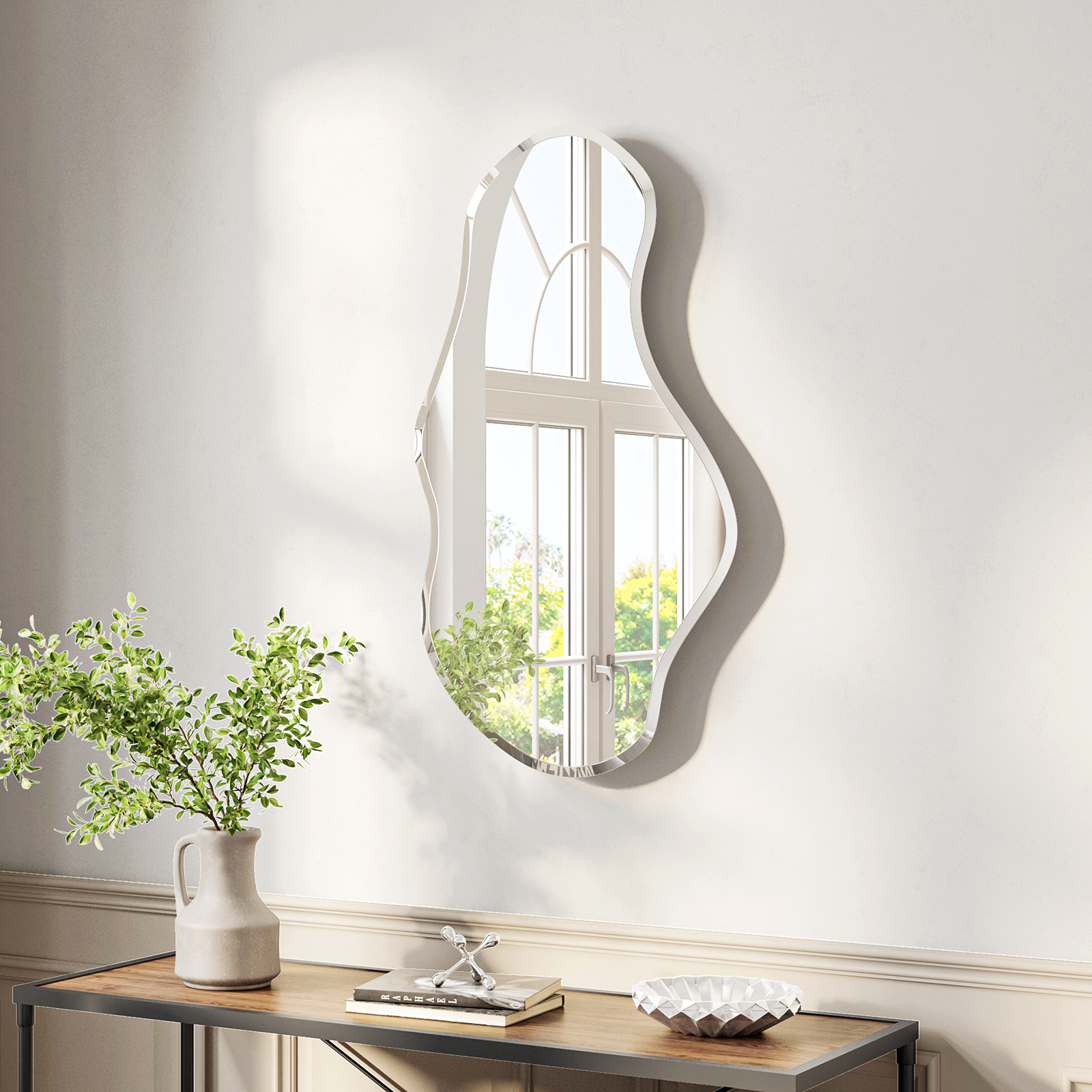 irregular wavy wall mirror modern decorative mirror for entryway or living room