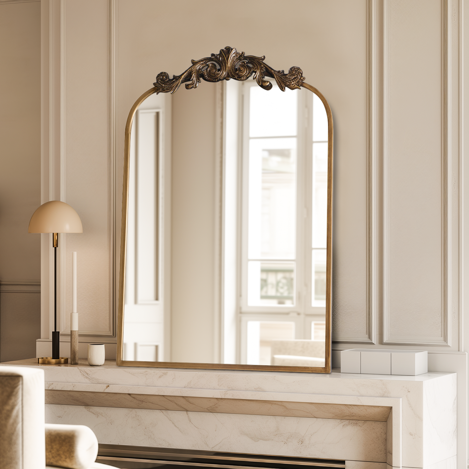 USHOWER Retra Series – 24'' x 36'' Gold Vintage Mirror