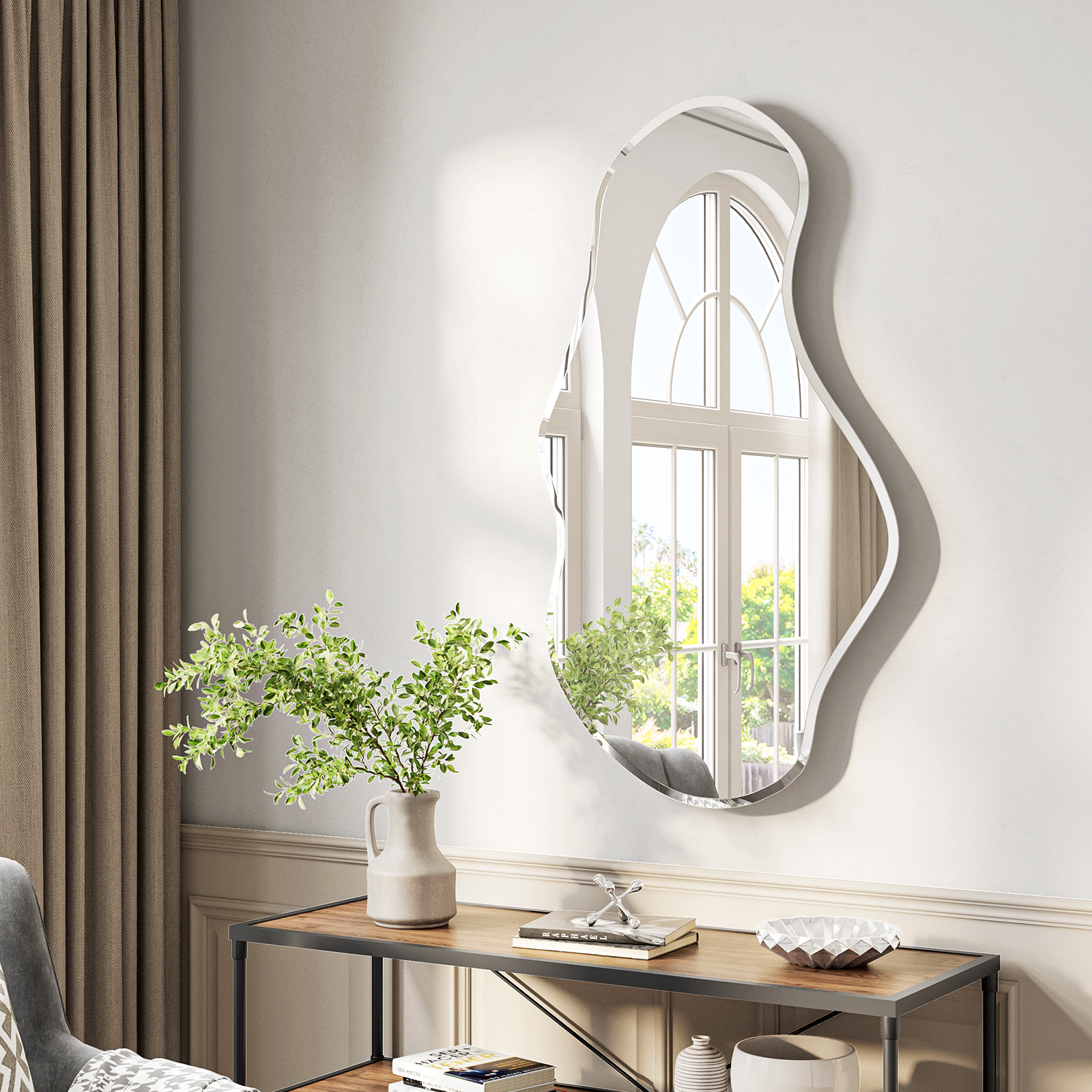 irregular wavy wall mirror modern decorative mirror for entryway or living room