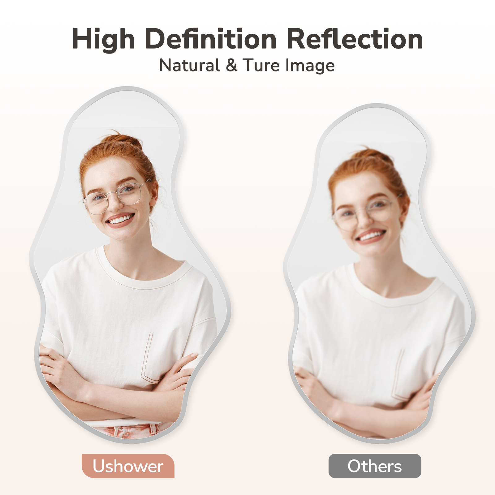high definition wavy wall mirror with true reflection for makeup and dressing