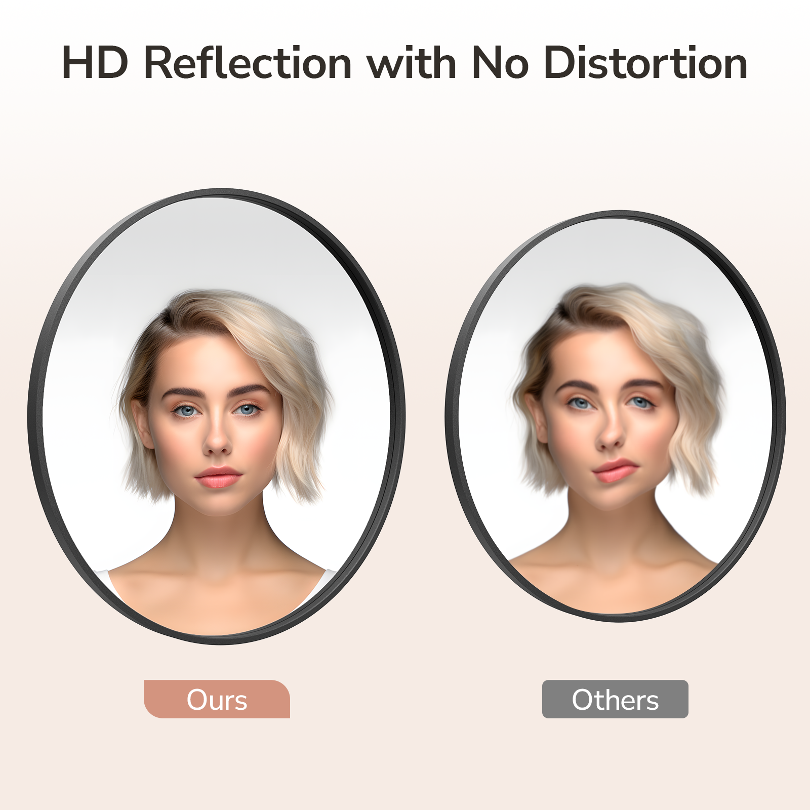 USHOWER Nwar Series – 42'' Black Round Bathroom Mirror