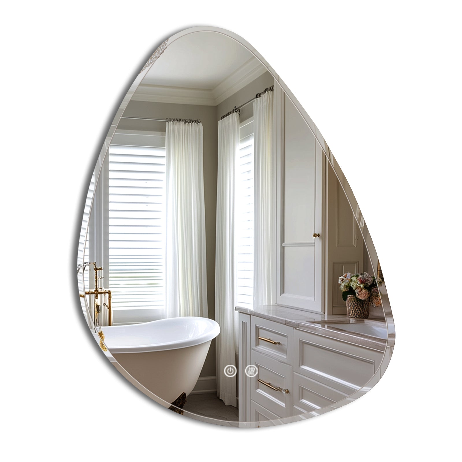 USHOWER Klara Series – Irregular Shaped LED Bathroom Mirror 26'' x 32''