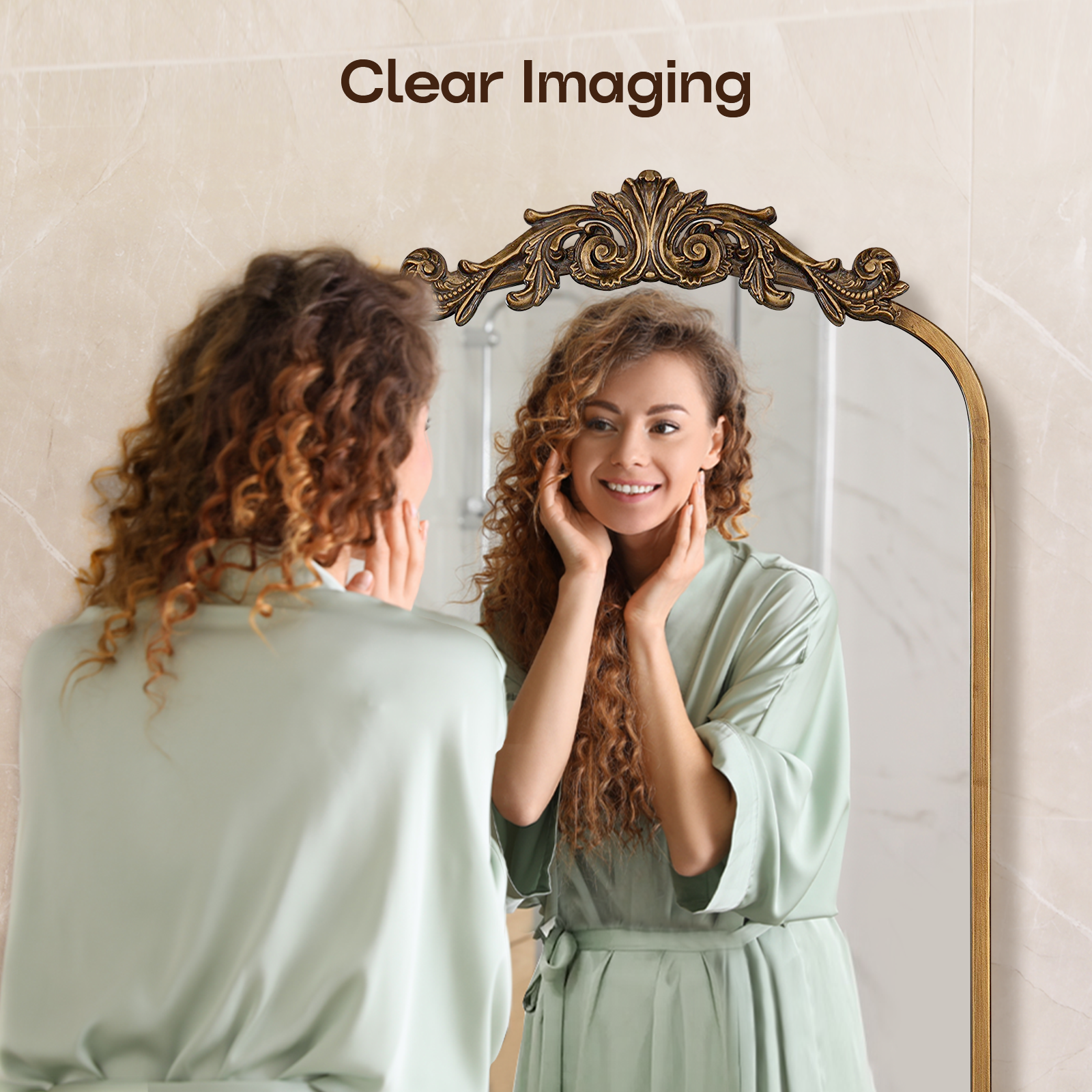 USHOWER Retra Series – 24'' x 36'' Gold Vintage Mirror