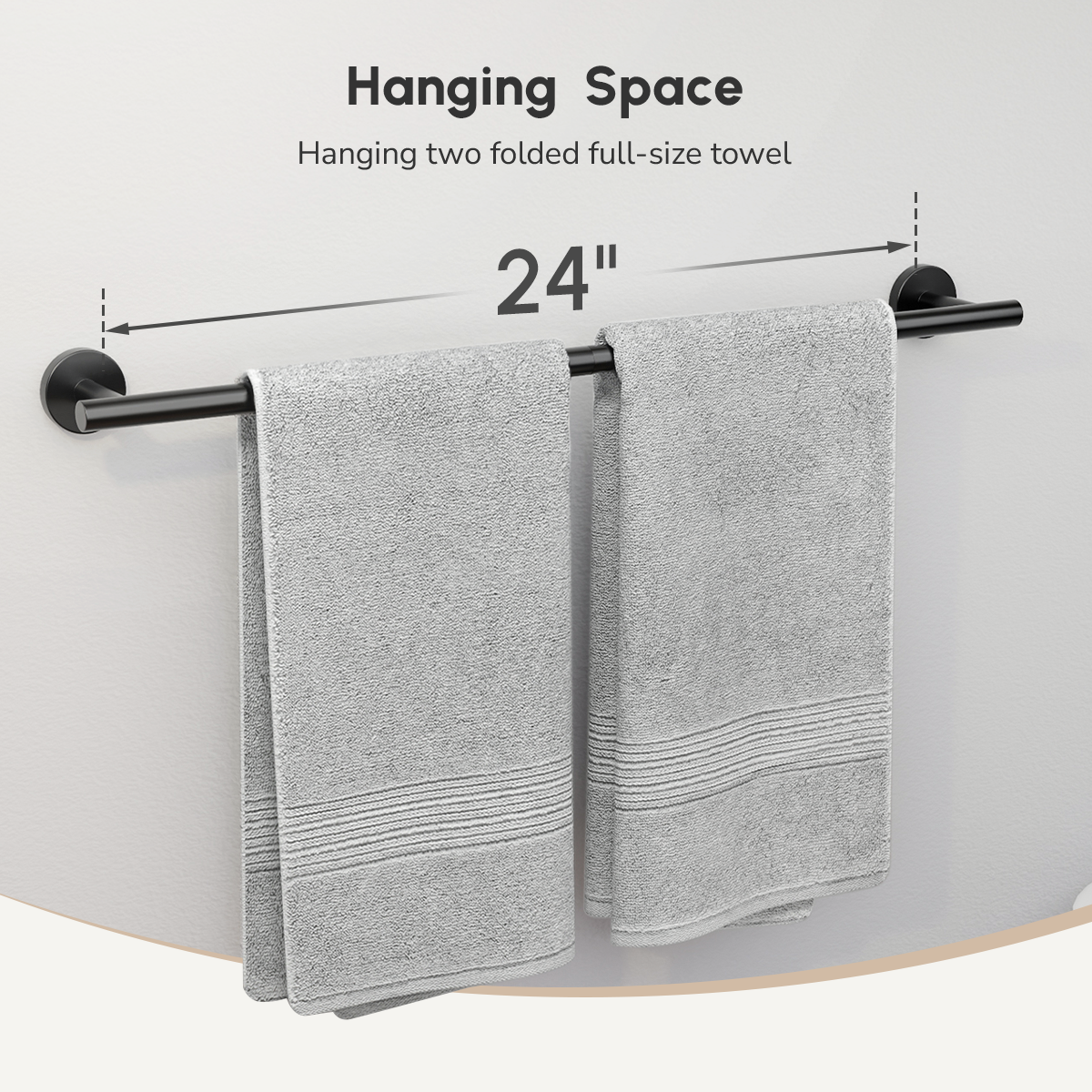 towel bar holds two towels Long Enough to Hold Two Folded Full-Size Towels