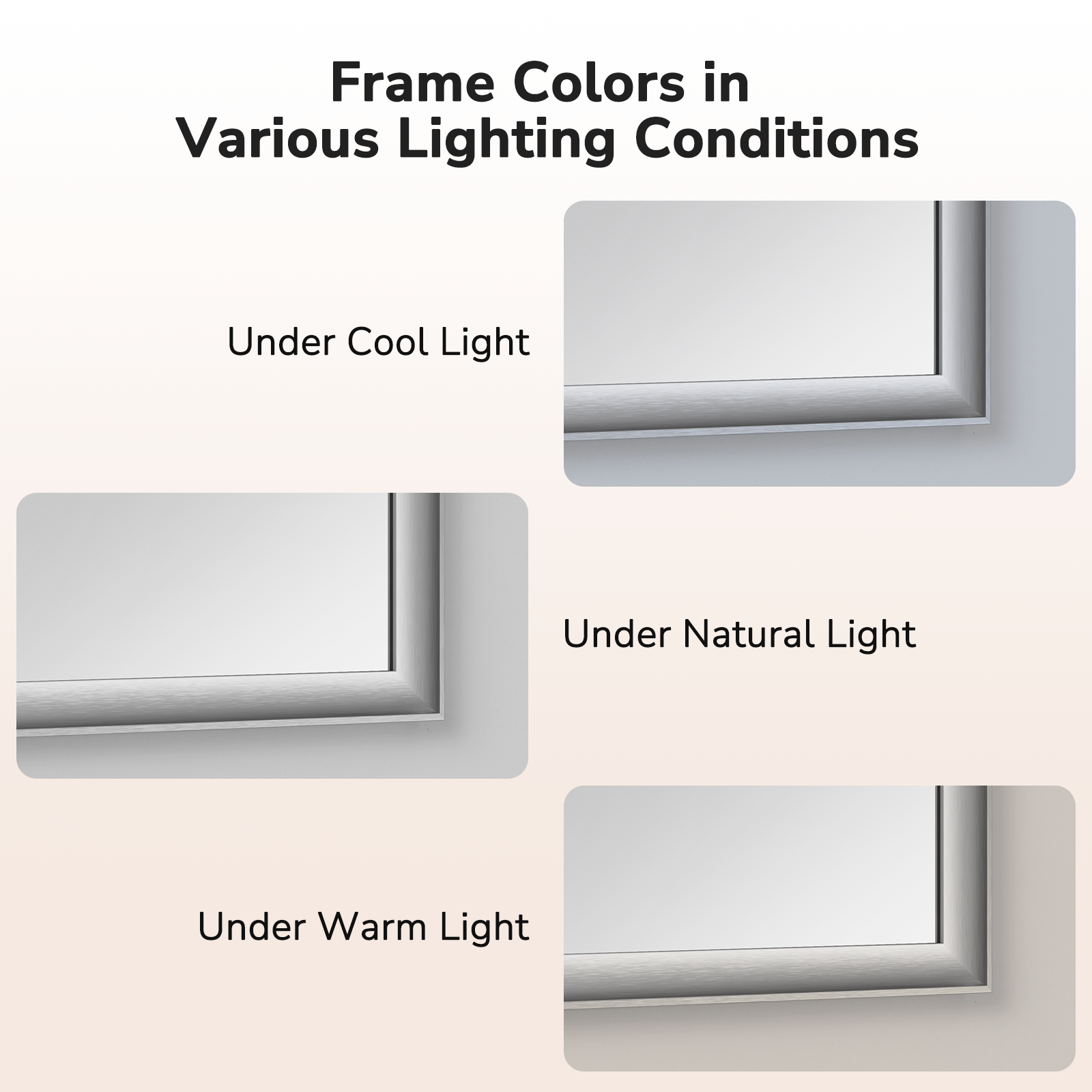 USHOWER Curva Mirror, Rectangular Silver Metal Framed Mirror, 22'' x 30''