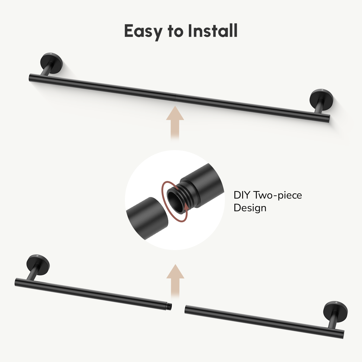 towel holder with DIY Two-Piece Design for Easy and Secure Wall Installation