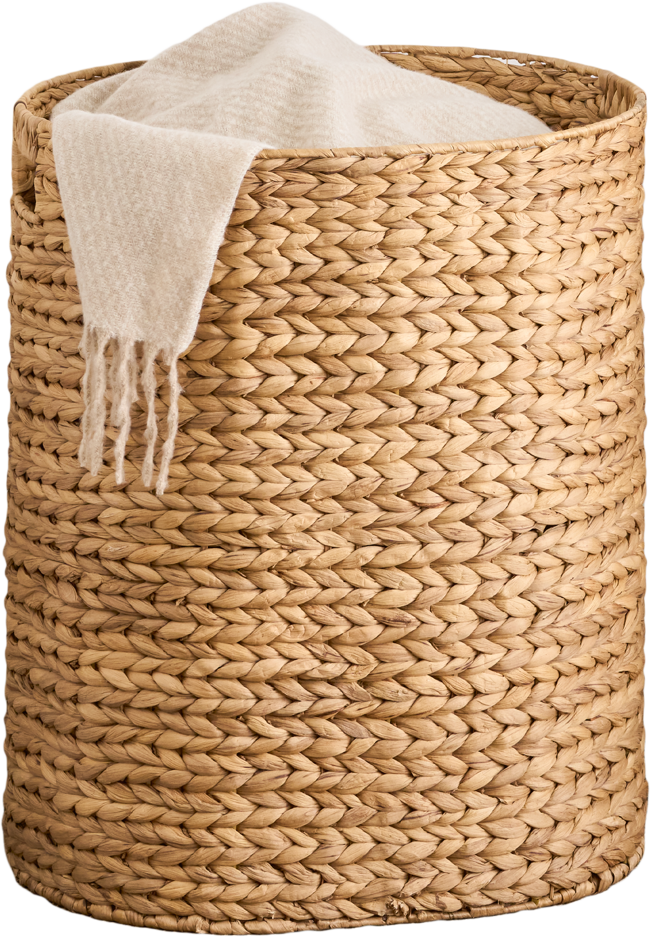 Ludmila Handwoven Water Hyacinth Laundry Hamper – Full Oval Wicker Basket for Clothes Storage & Home Organization, 17.7"L x 15"W x 21.7"H, Natural Brown