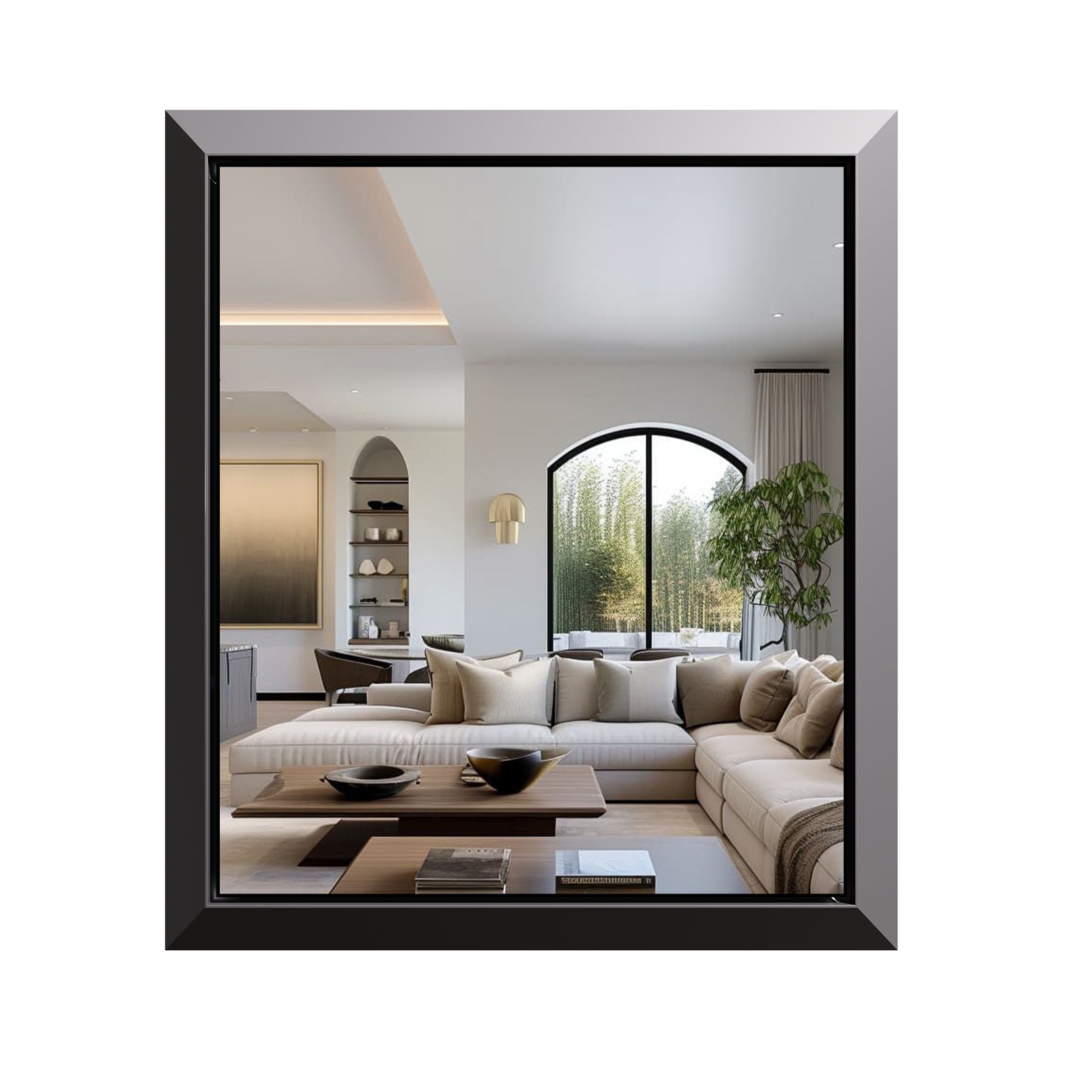 USHOWER Floating Mirror, 30''x36'' Black Beveled Mirror for Wall