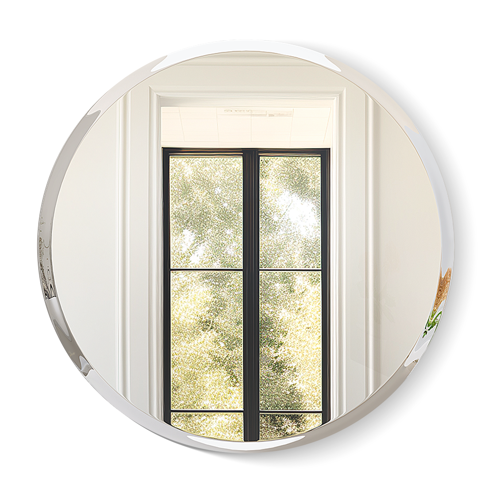 USHOWER Kadra Series 30 Frameless Round Bathroom Mirror, Modern Minimalist Look on White Background